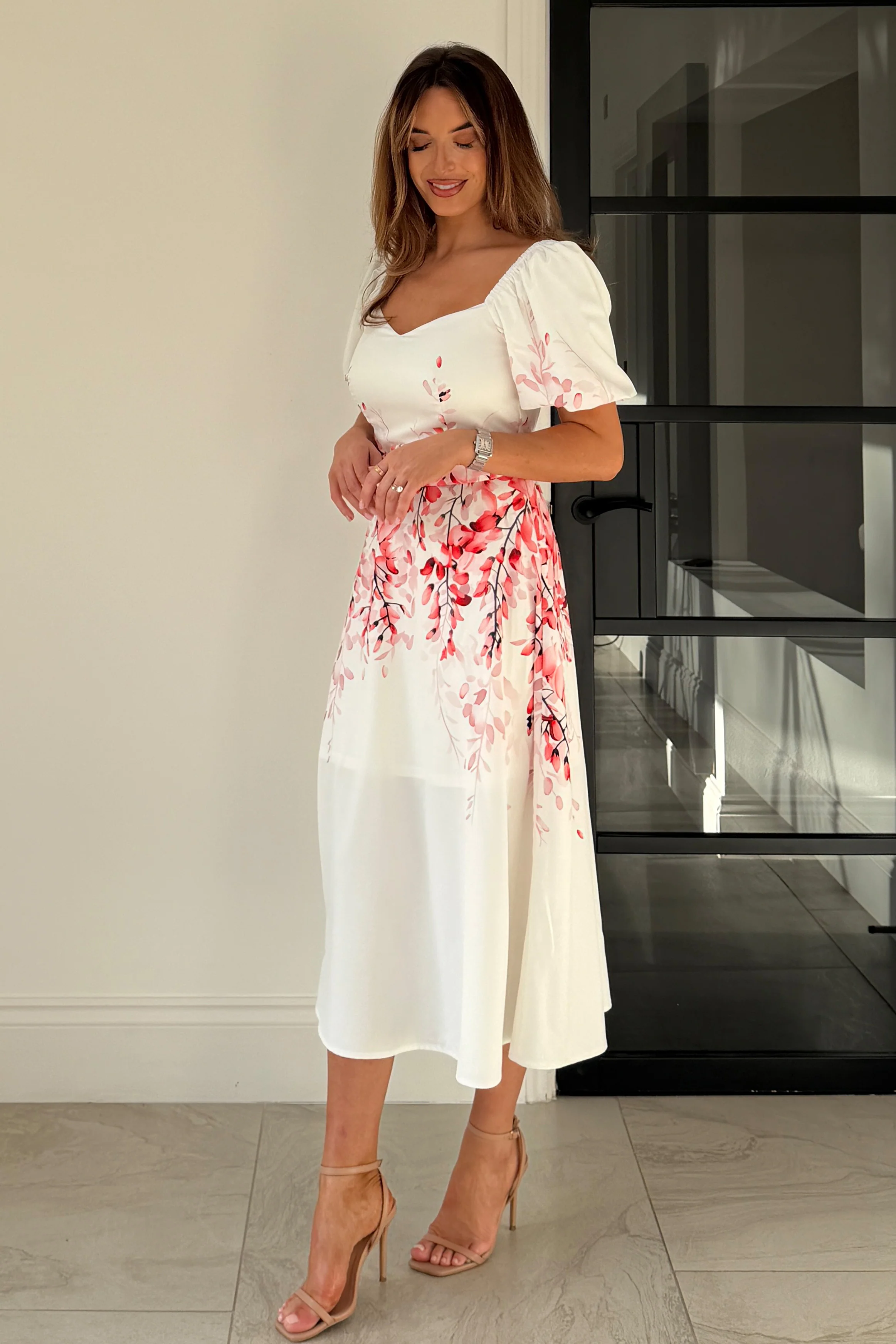 Darleen Puff Sleeve Midi Dress Pink - Image 5