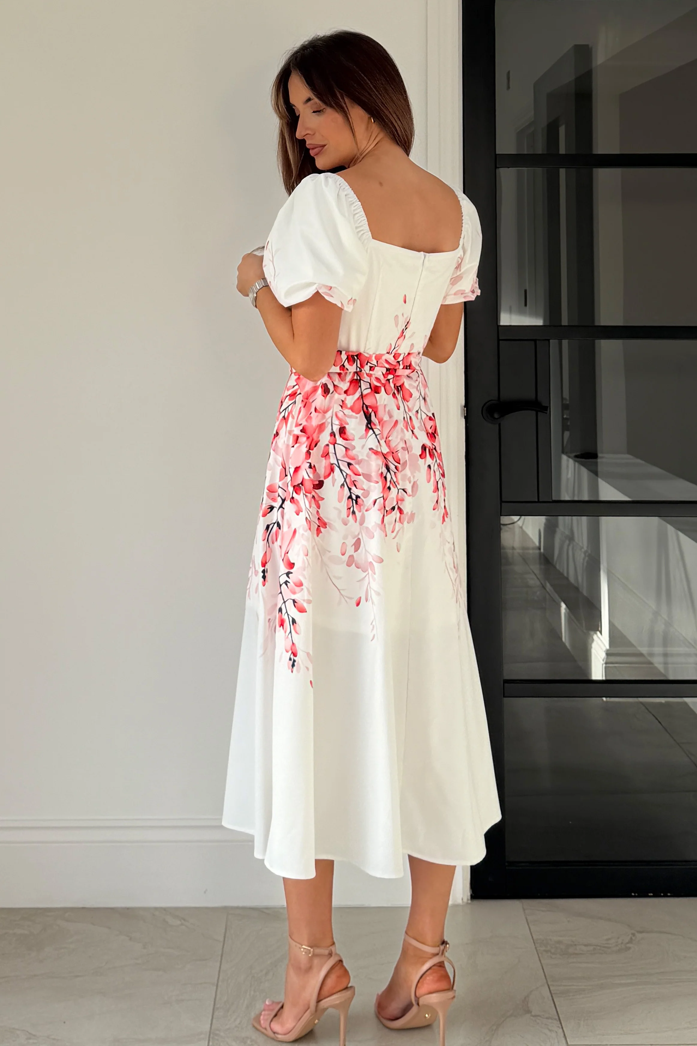 Darleen Puff Sleeve Midi Dress Pink - Image 6