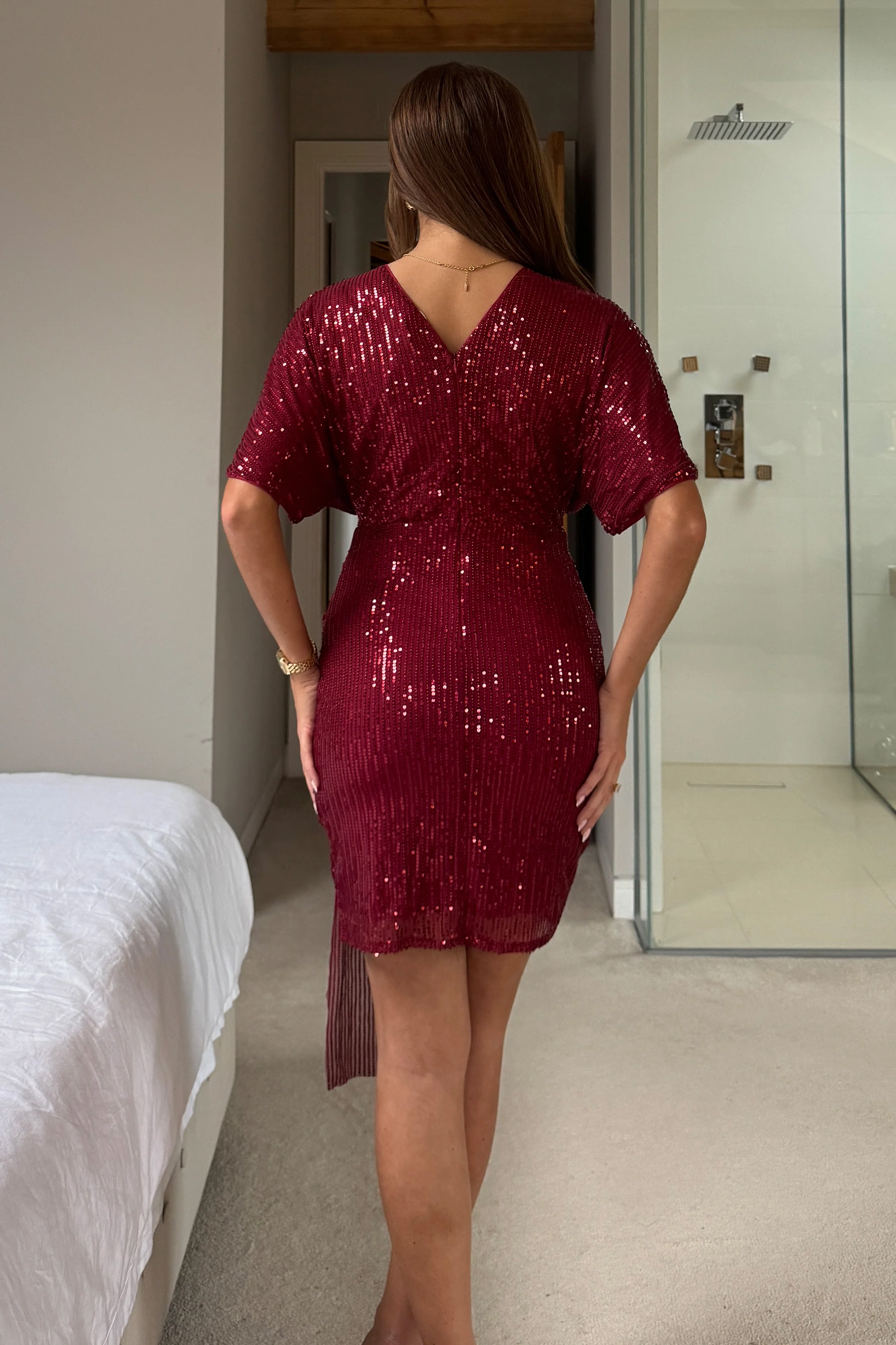 Deena Berry Corsage Sequin Mini Dress - Image 4