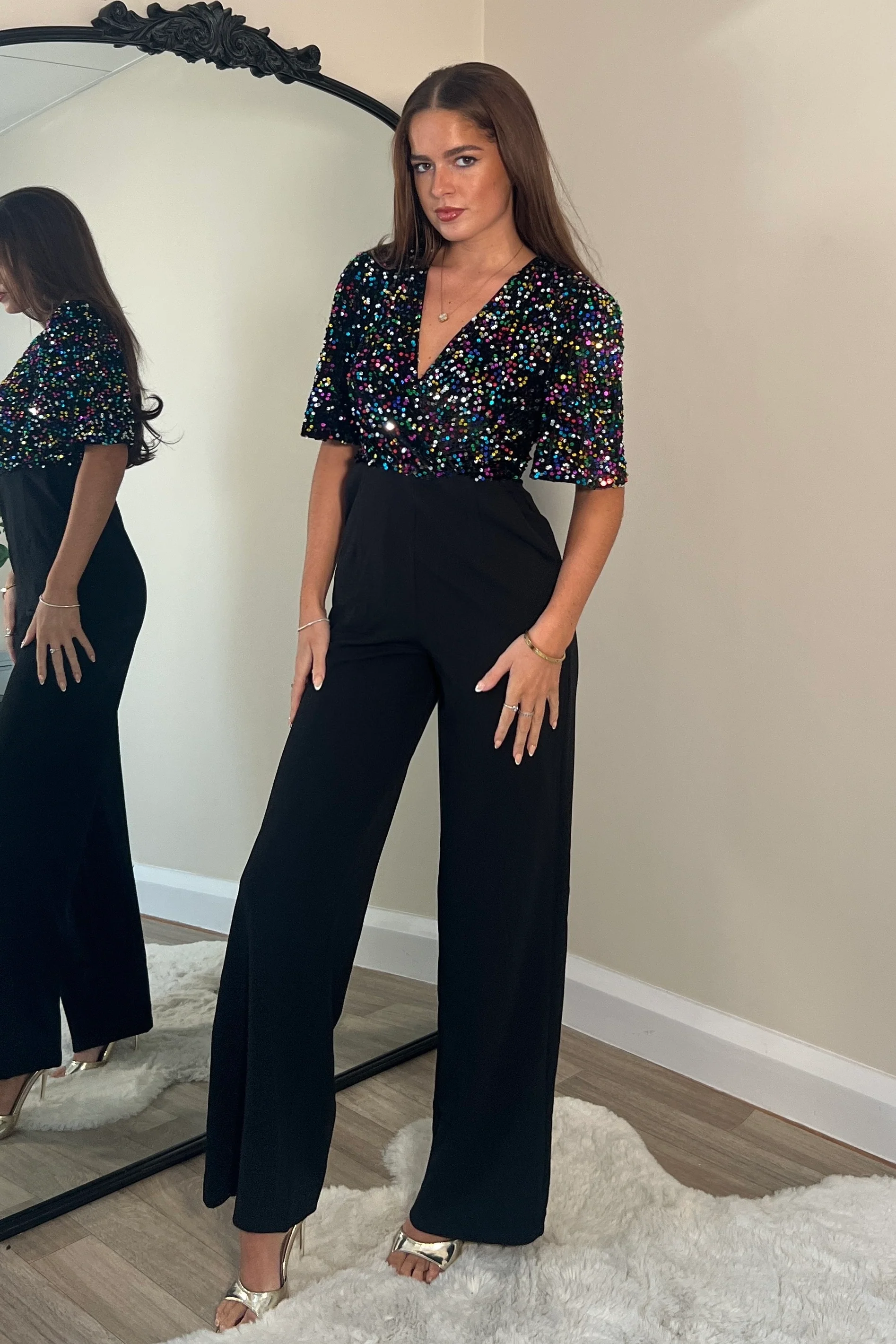Delphine Multi Sequin Top Wide Leg Jumpsuit - Image 3
