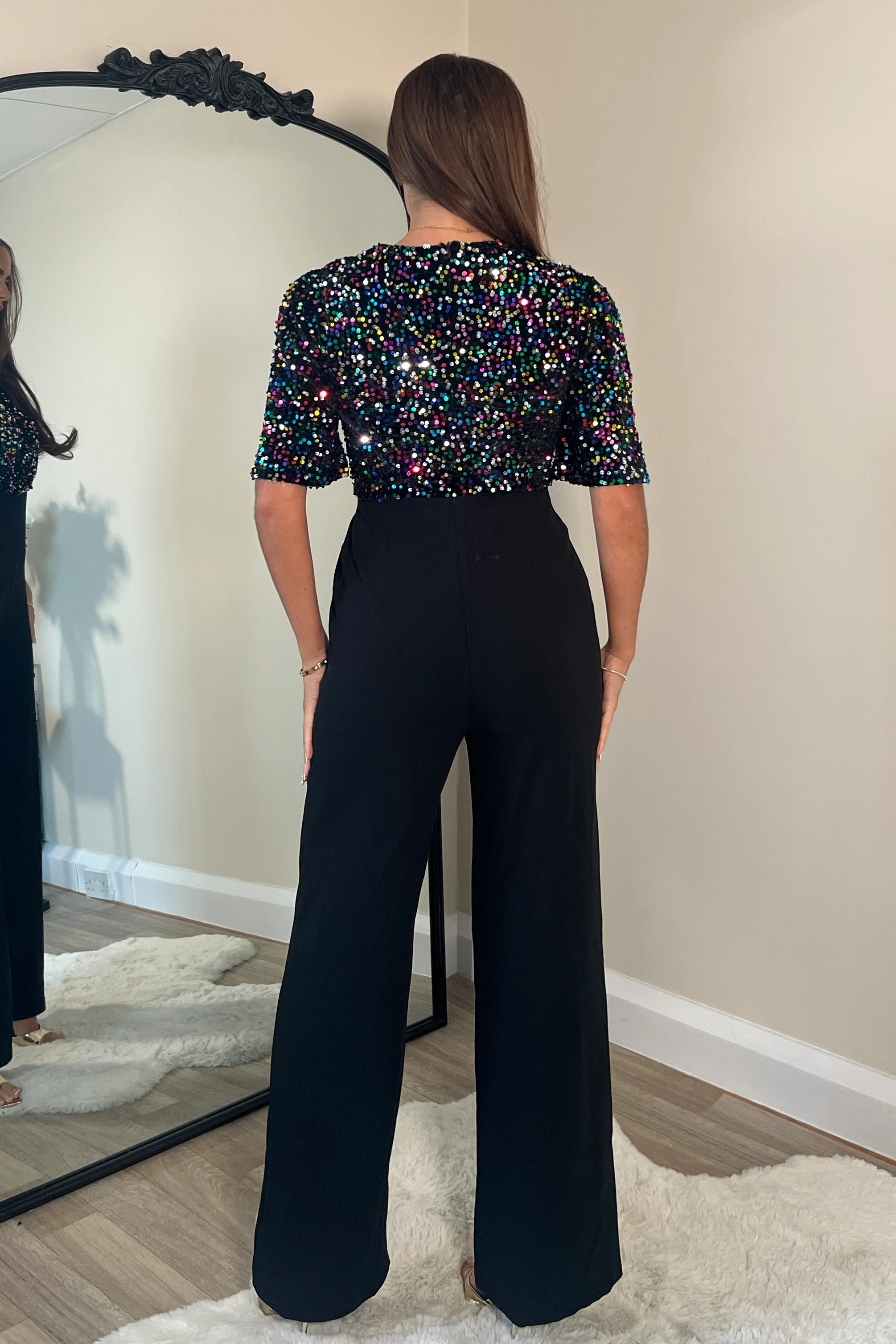 Delphine Multi Sequin Top Wide Leg Jumpsuit - Image 4