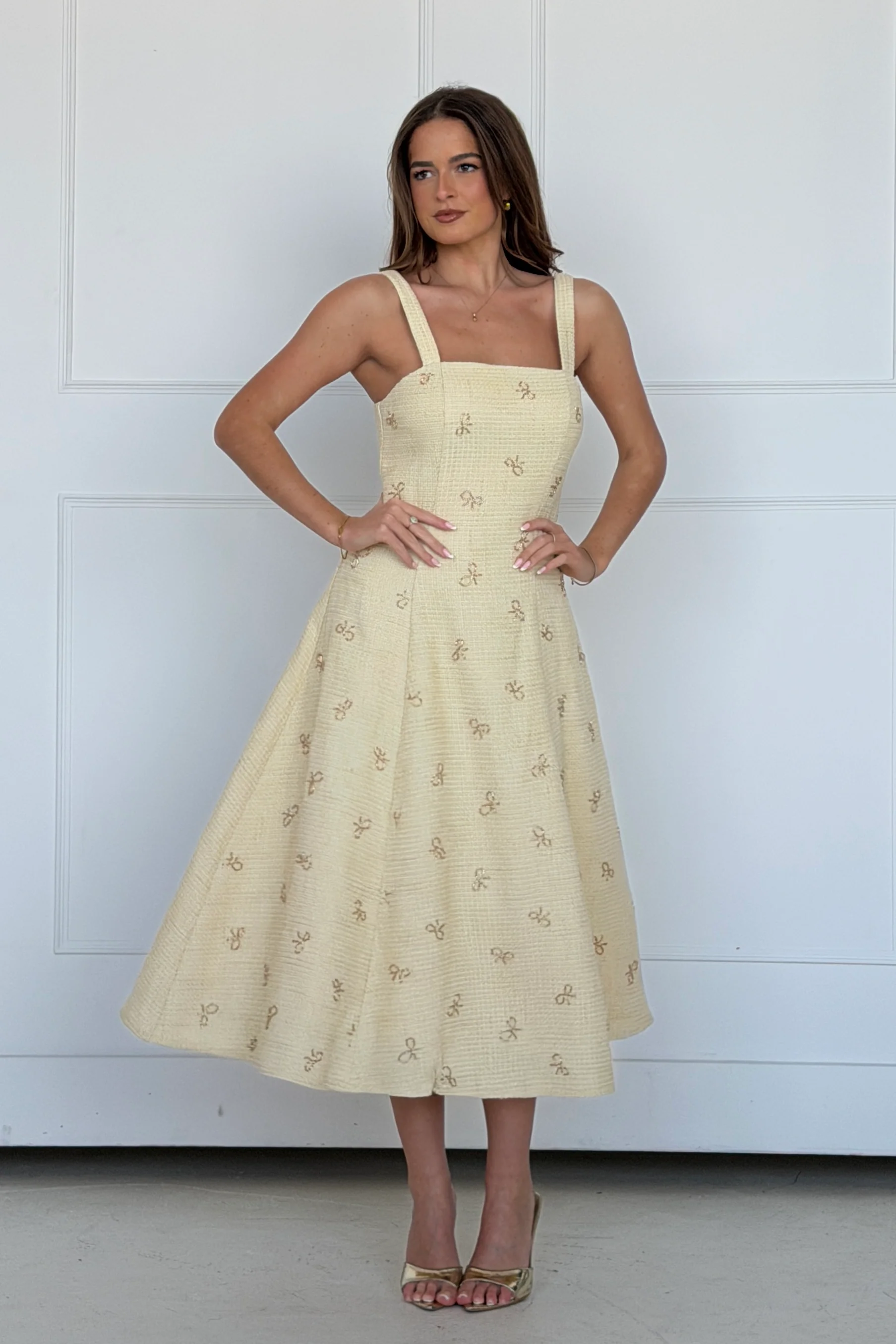 Lyra Beaded Square Neck Maxi Dress Yellow - Image 5