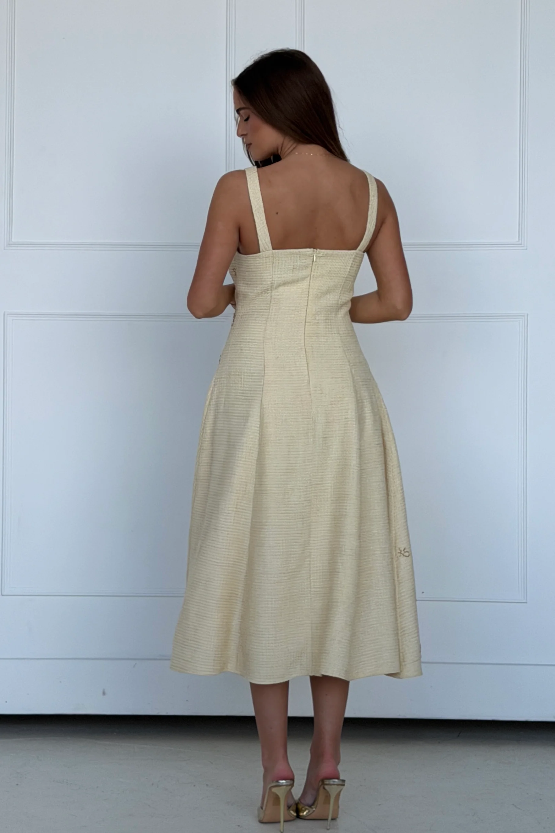 Lyra Beaded Square Neck Maxi Dress Yellow - Image 6
