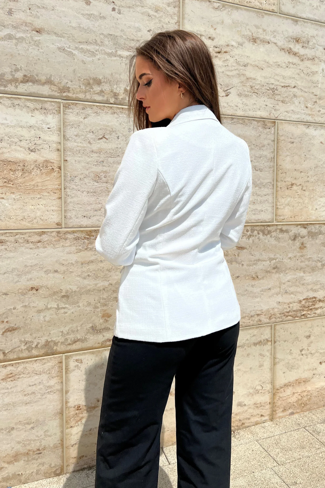Edith White And Gold Button Detail Blazer - Image 5