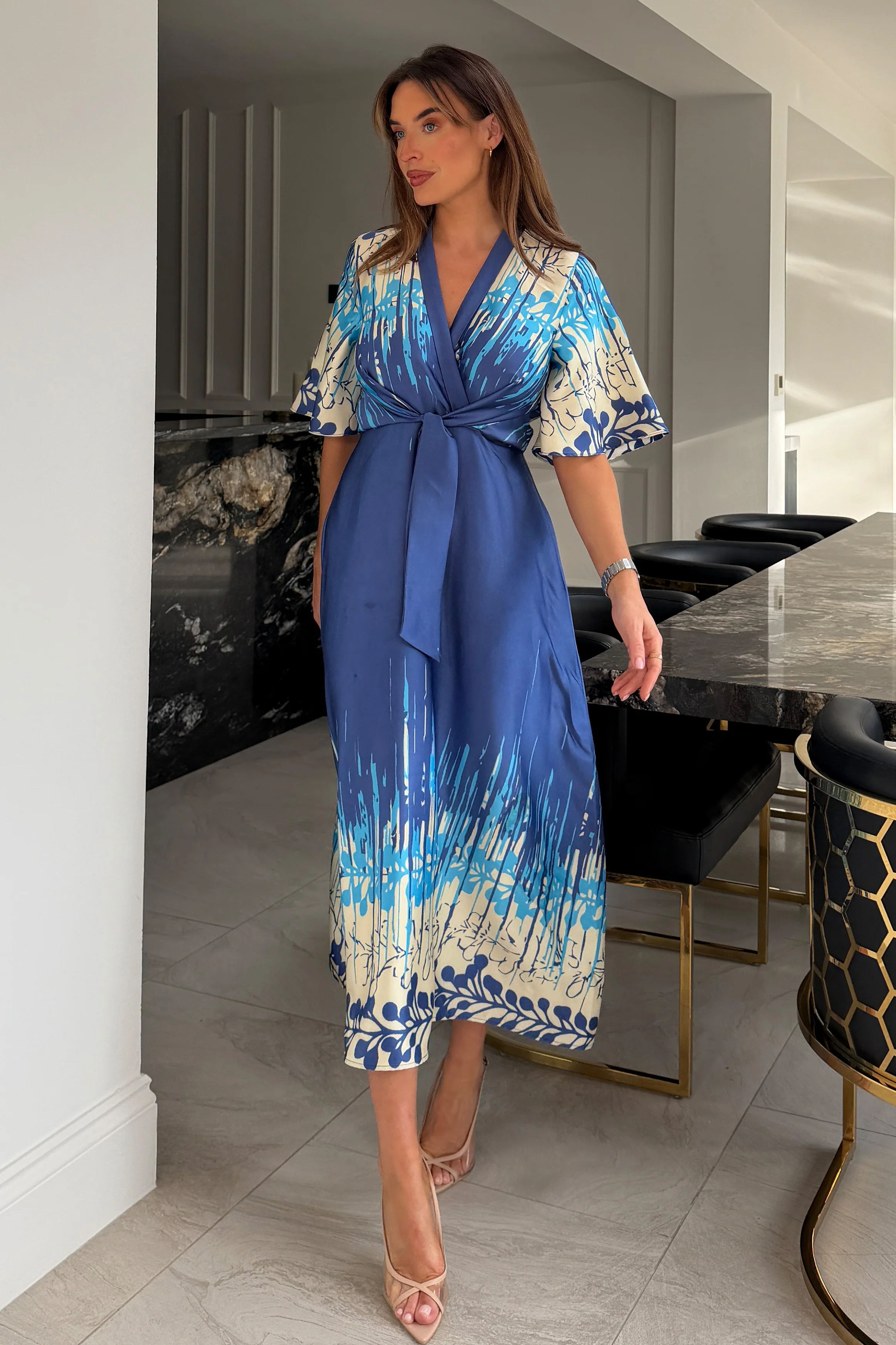 Elicia Tie Detail Maxi Dress Blue - Image 3