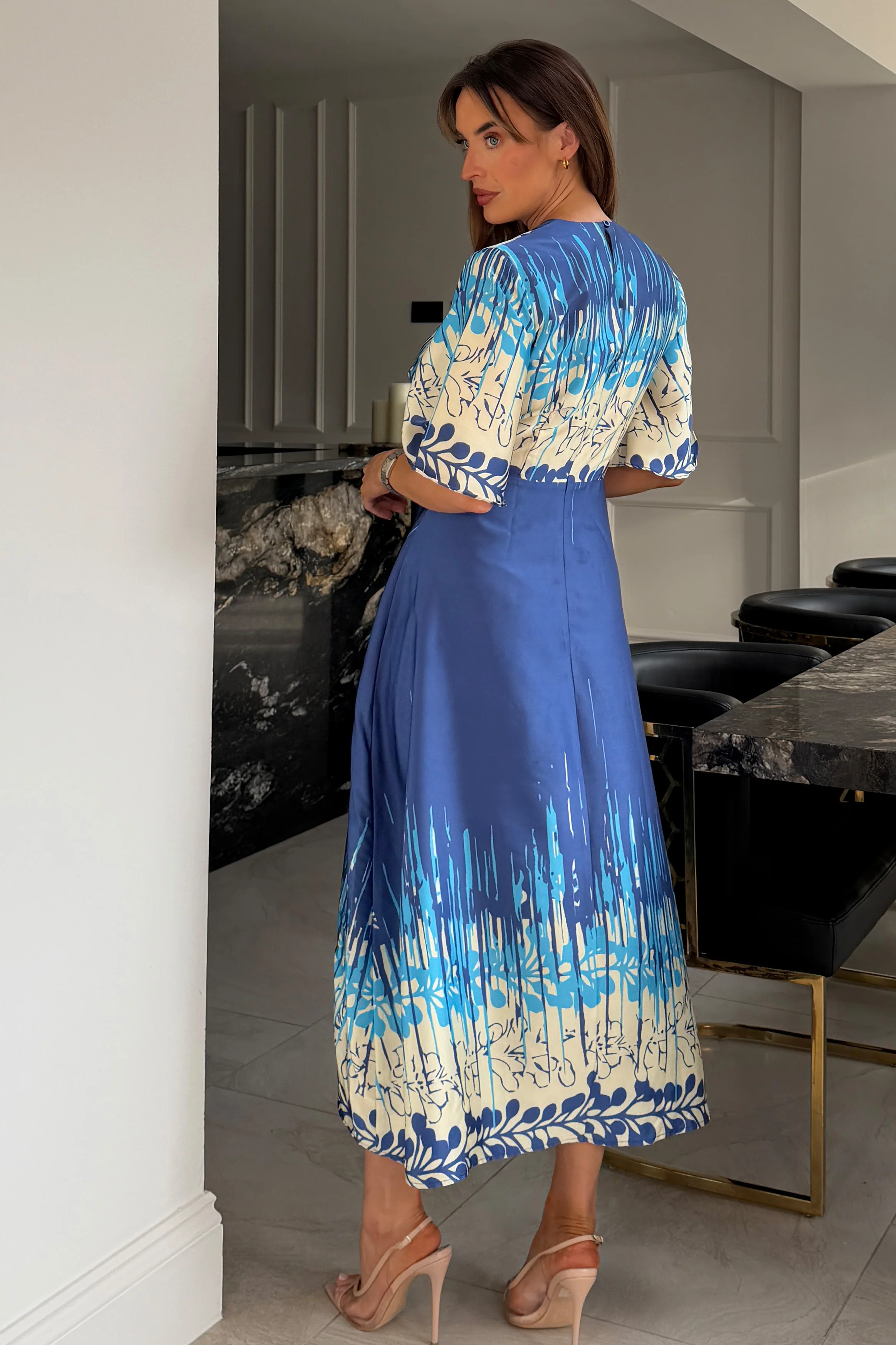 Elicia Tie Detail Maxi Dress Blue - Image 5