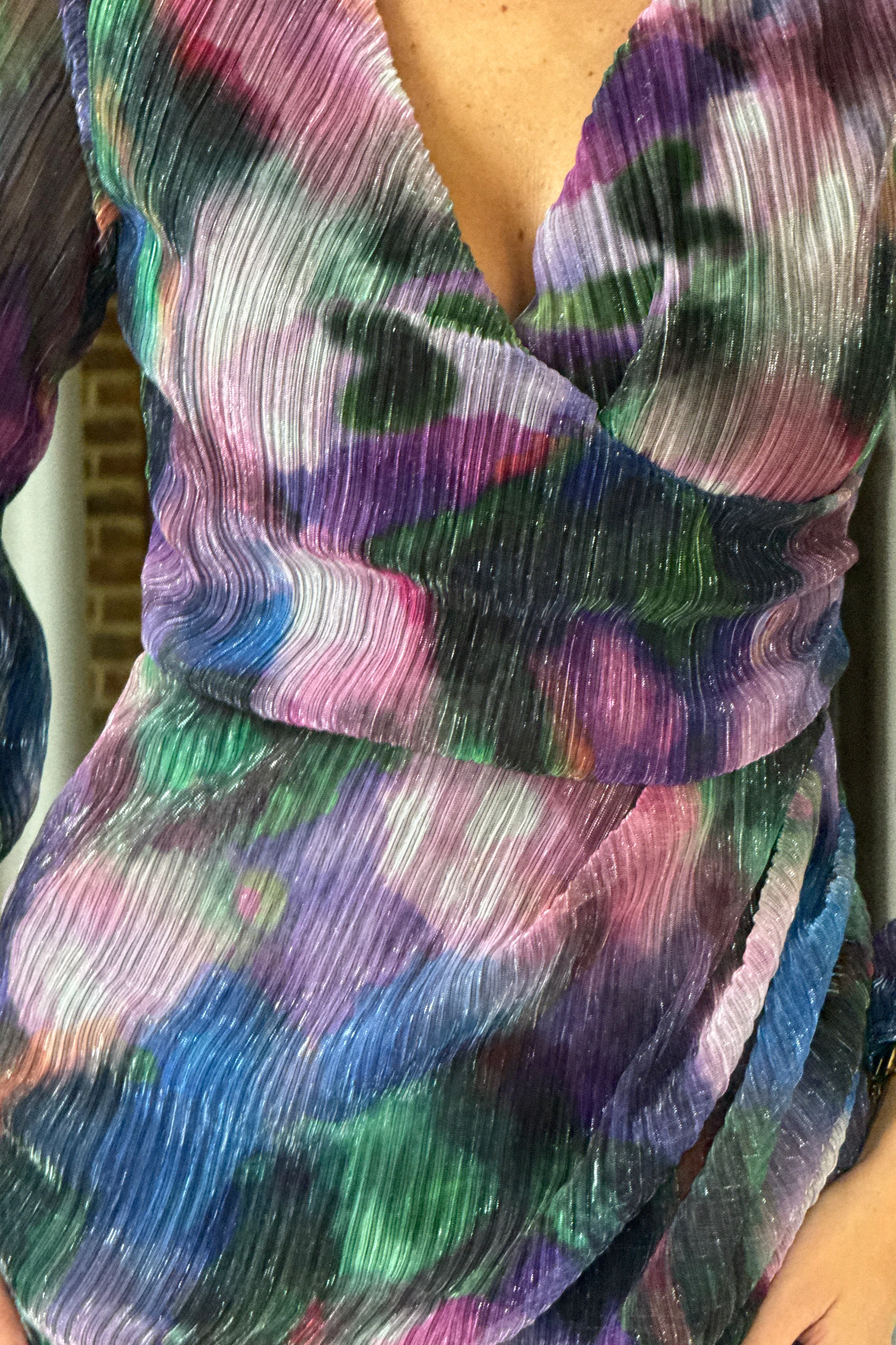 Elsa Purple Shimmer Wrap Midi Dress - Image 2