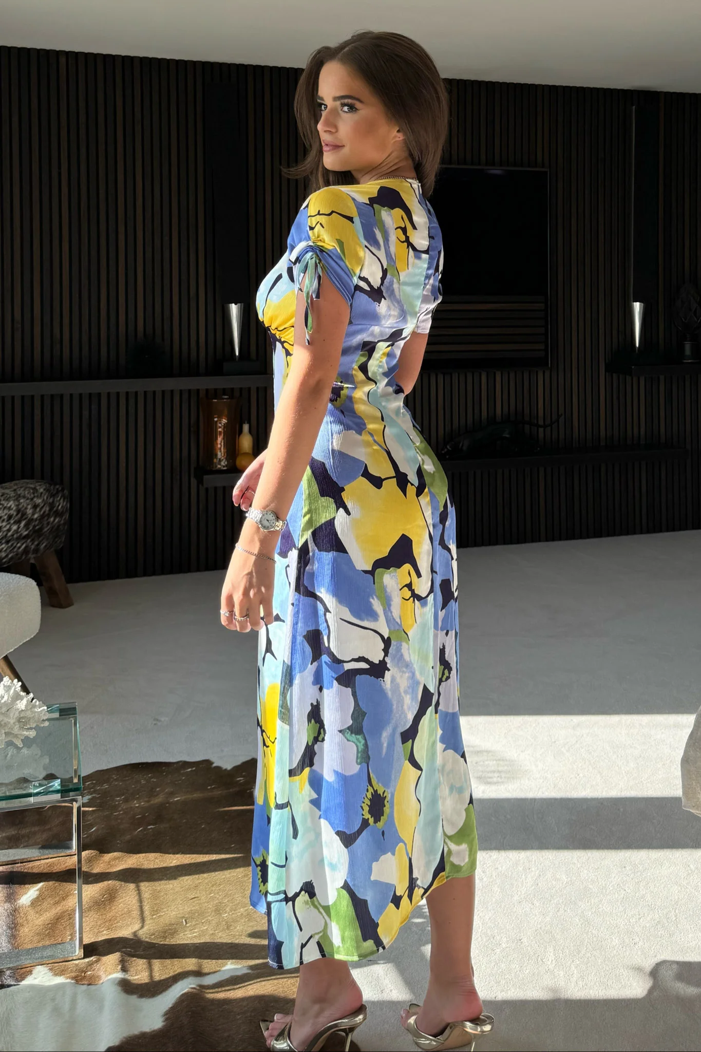 Emily Tie Sleeve Midi Dress Mixed Print - Image 4