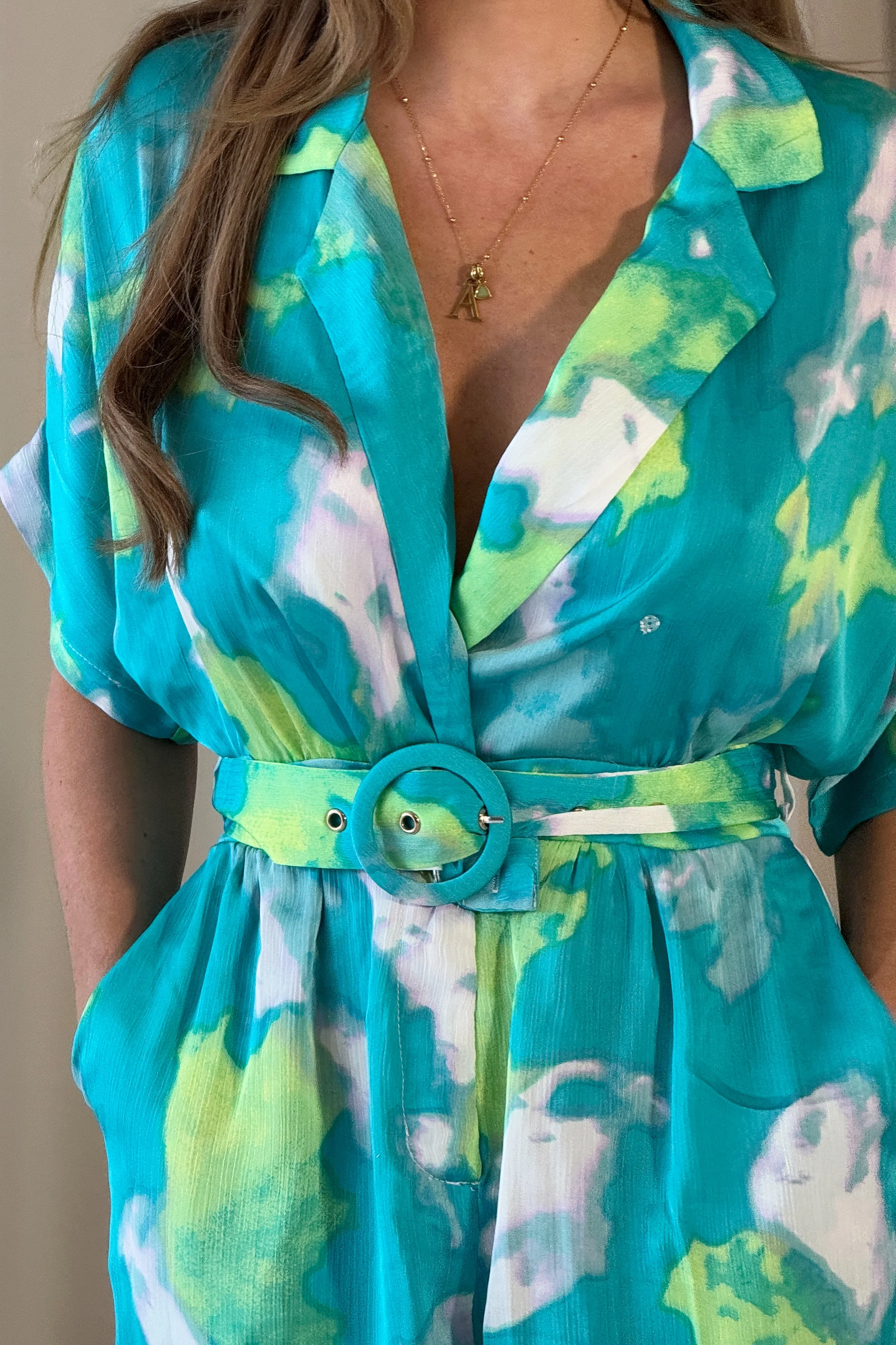 Fame Buckle Playsuit Green - Image 3