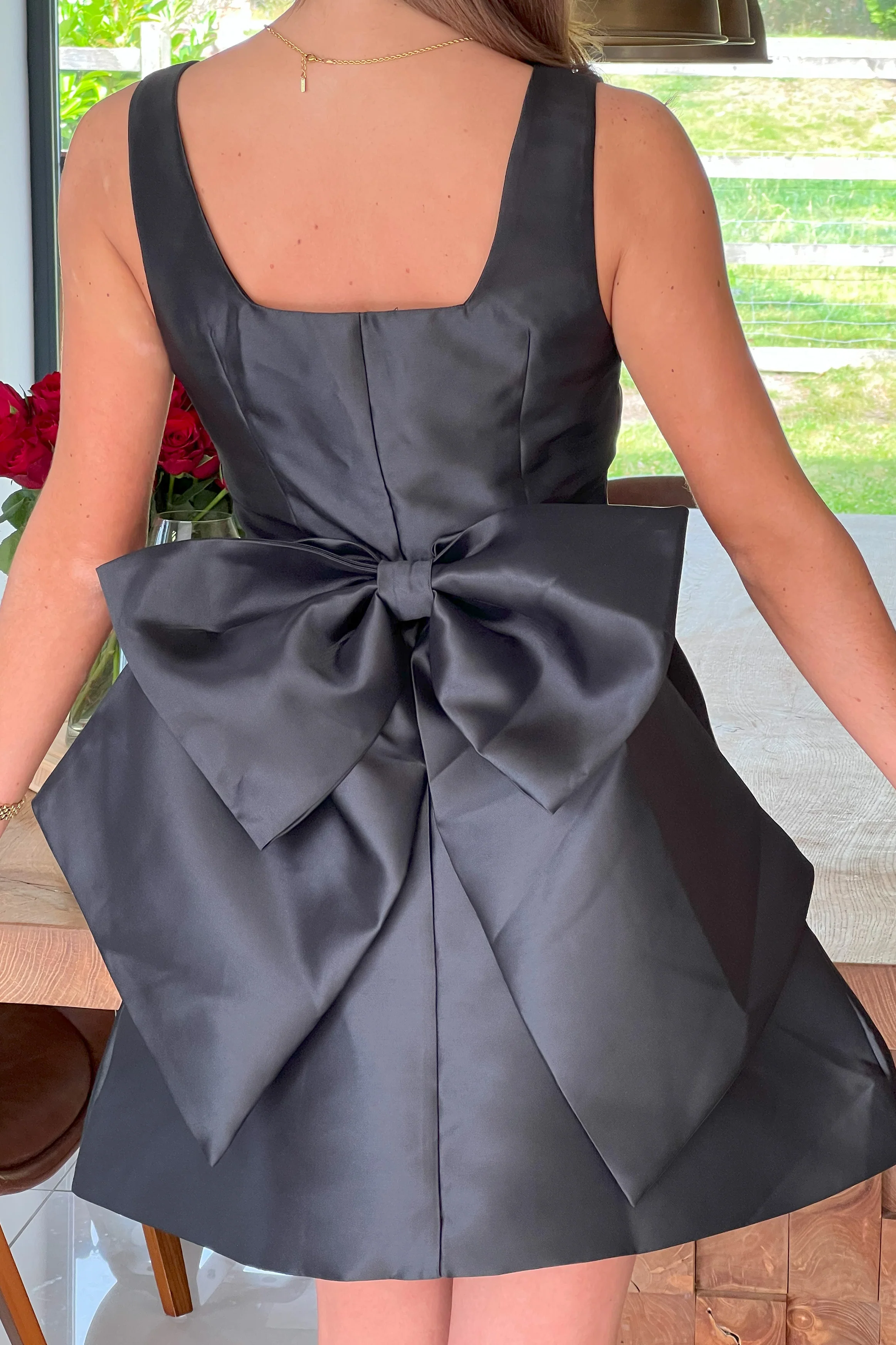 Feyre Bow Detail Sleeves Mini Dress Black - Image 2