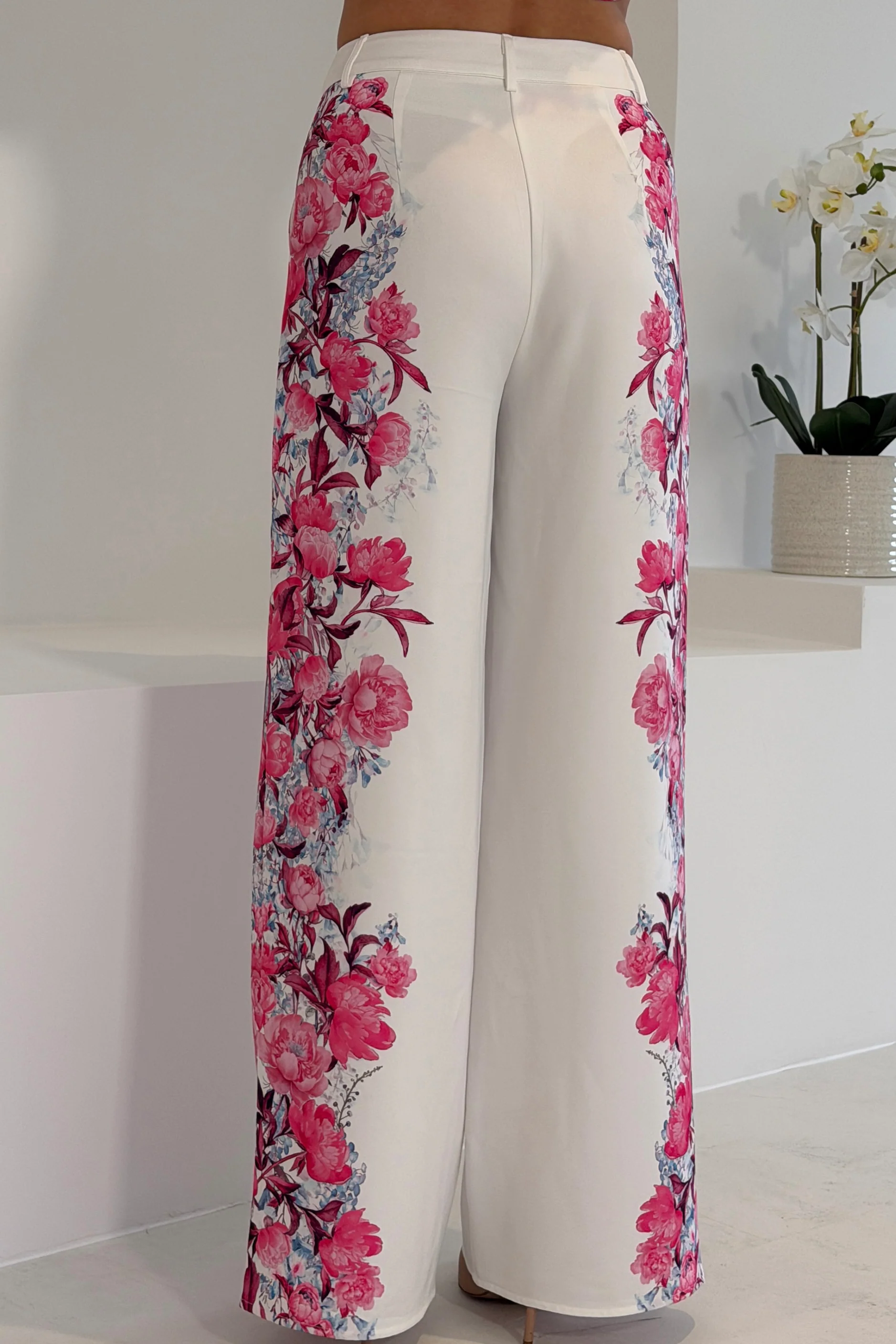Flavia Printed Trouser Cream - Image 4