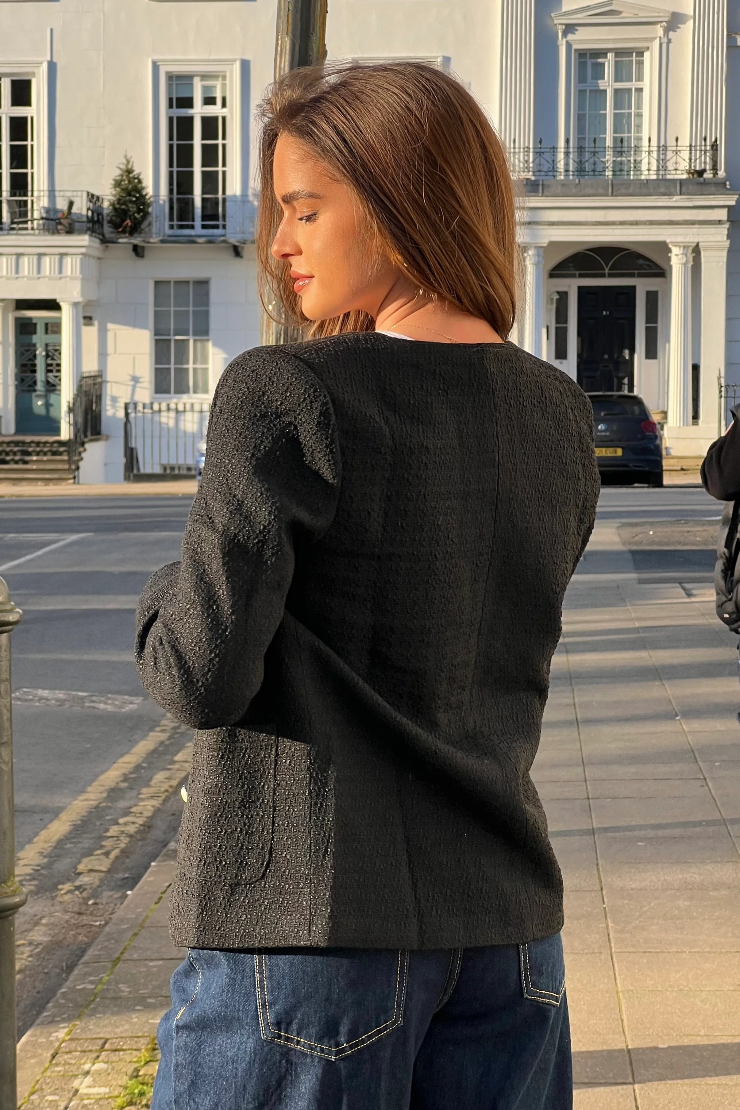 Florence Black Button Detail Blazer - Image 5