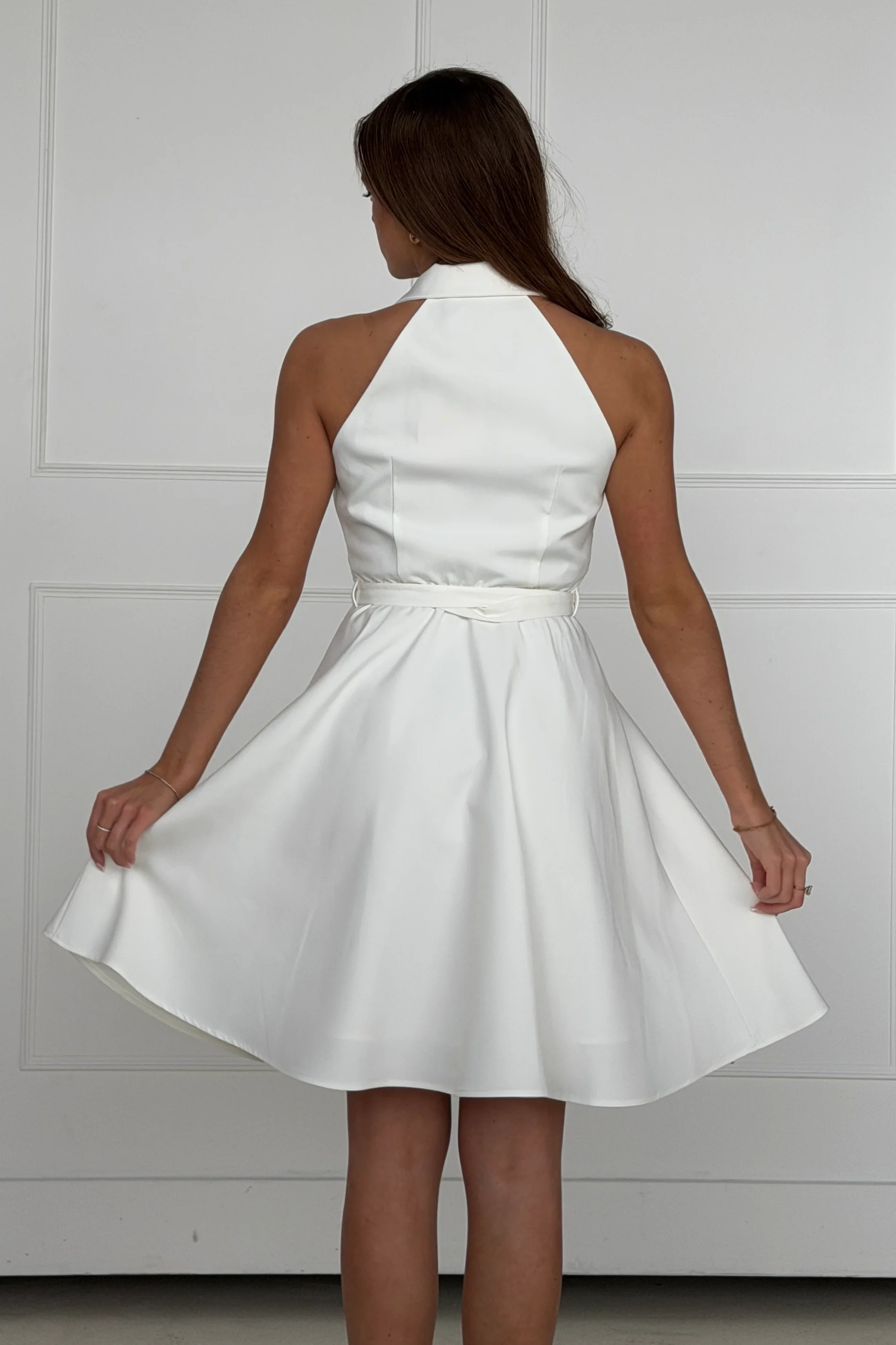 Francesca Button Up Midi Dress White - Image 4