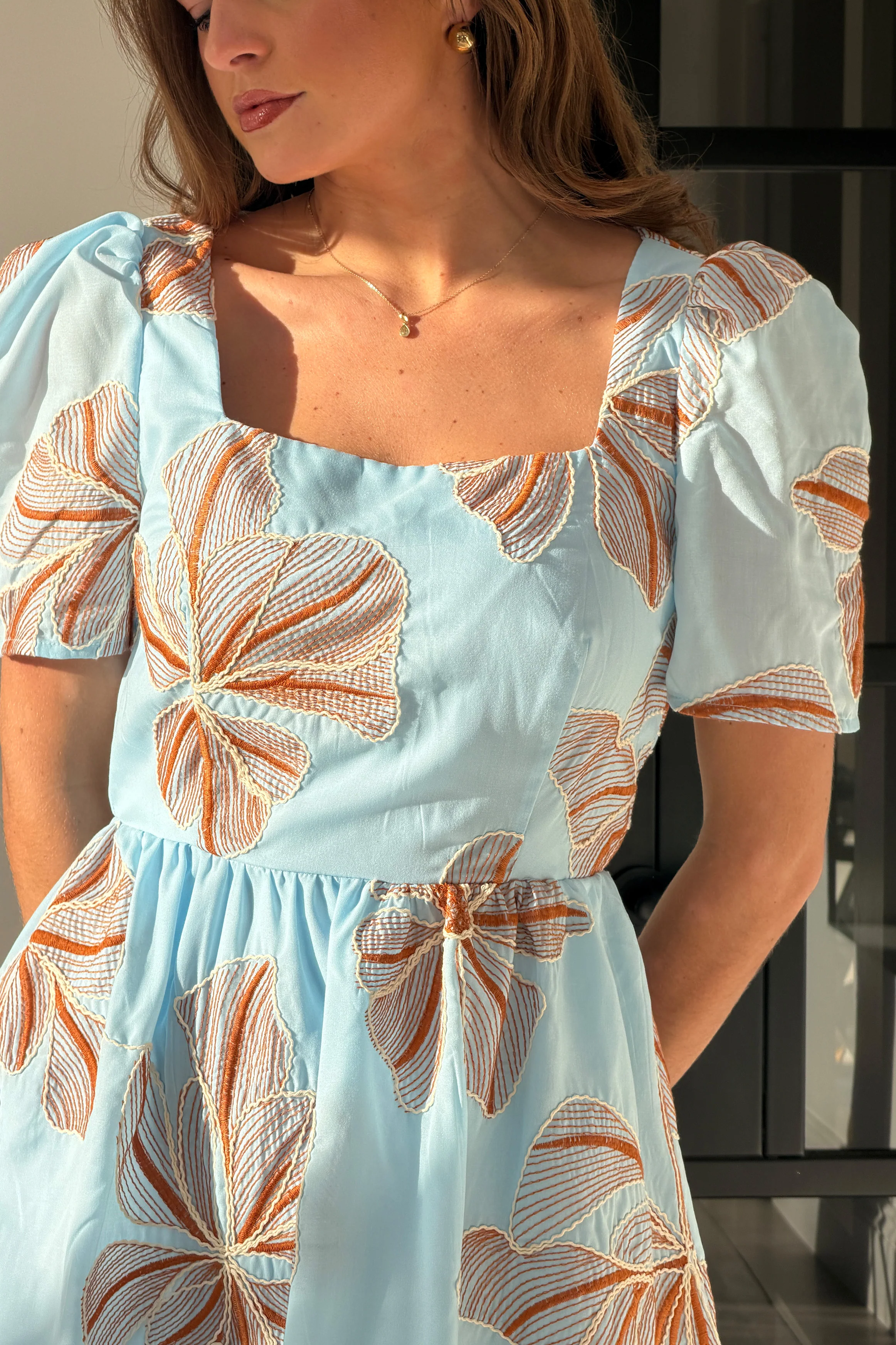 Hallie Square Neck Mini Dress Broiderie - Image 2