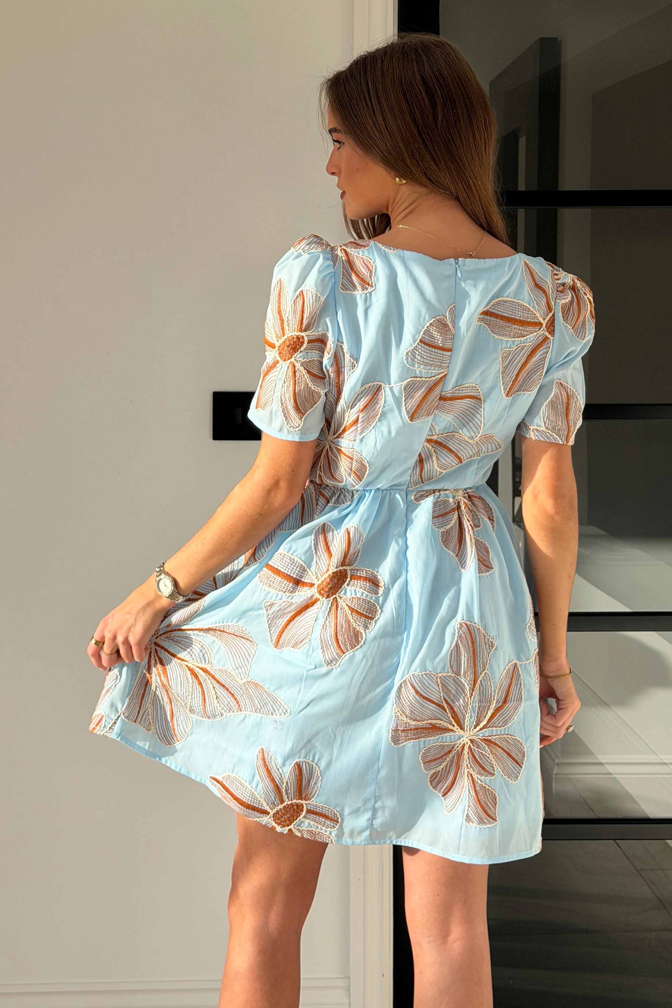 Hallie Square Neck Mini Dress Broiderie - Image 5