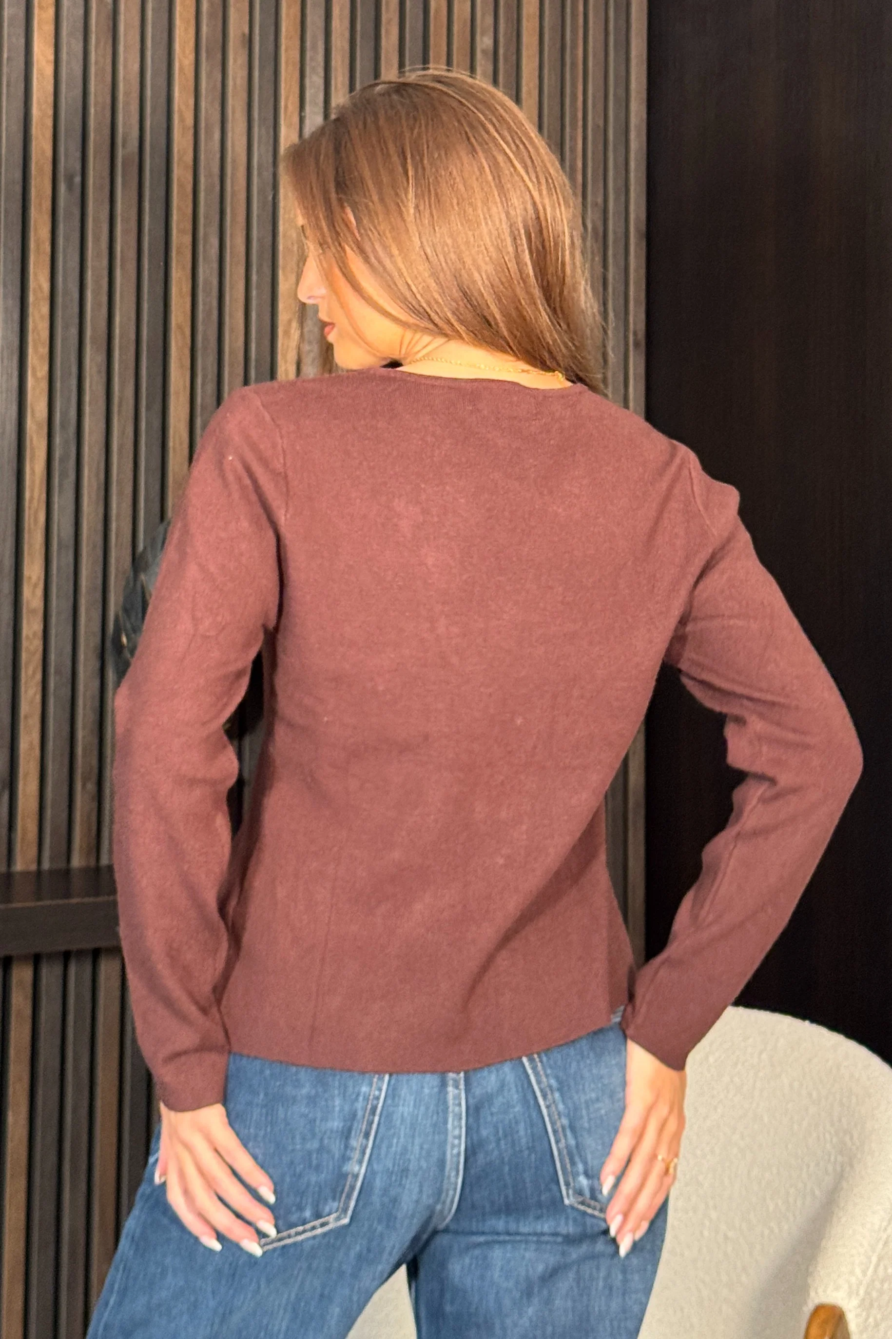 Meli Asymmetric Neckline Jumper Brown - Image 5