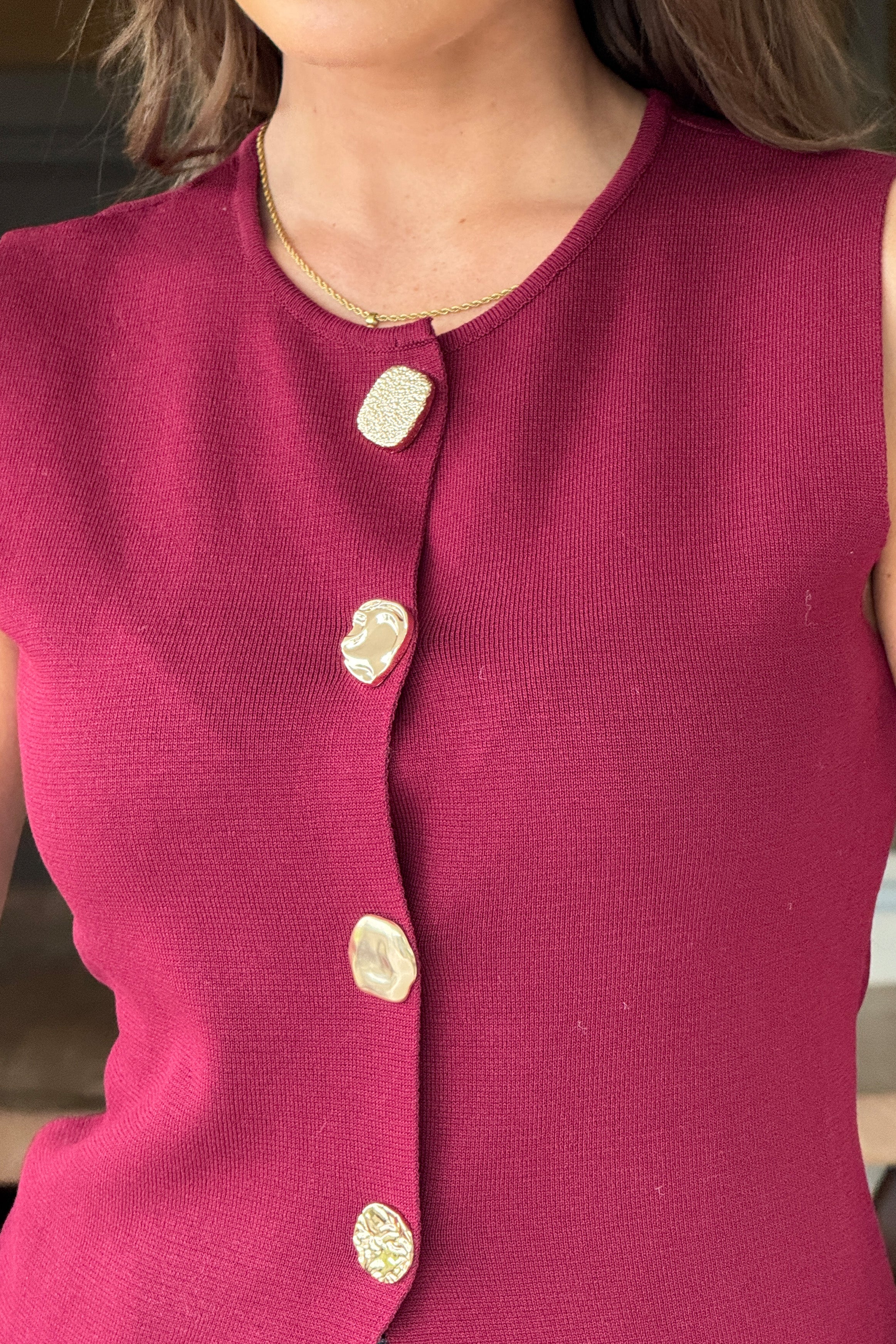Harmonia Knitted Waistcoat Berry - Image 2