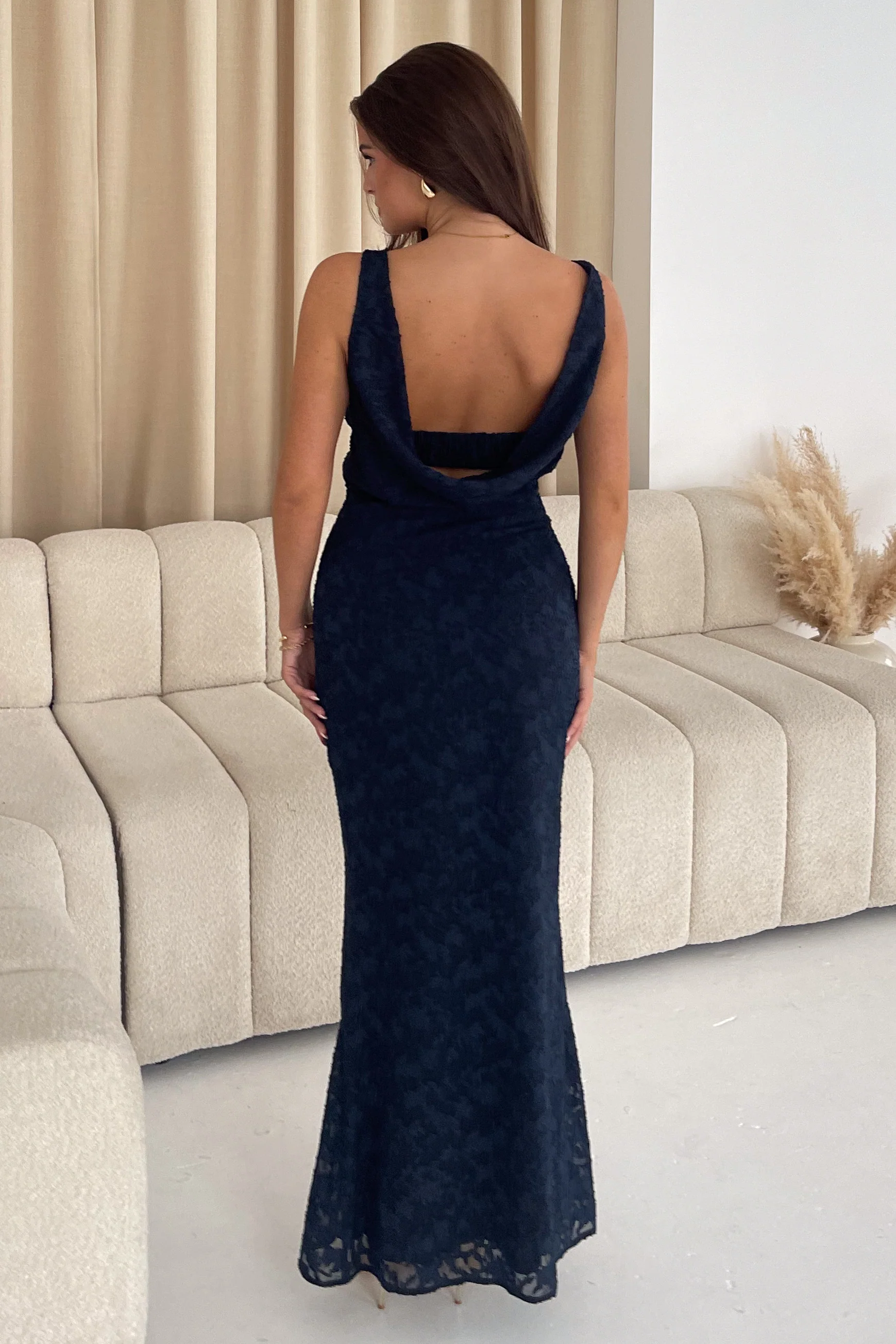 Harper Navy Cowl Neck Slip Dress - Image 5