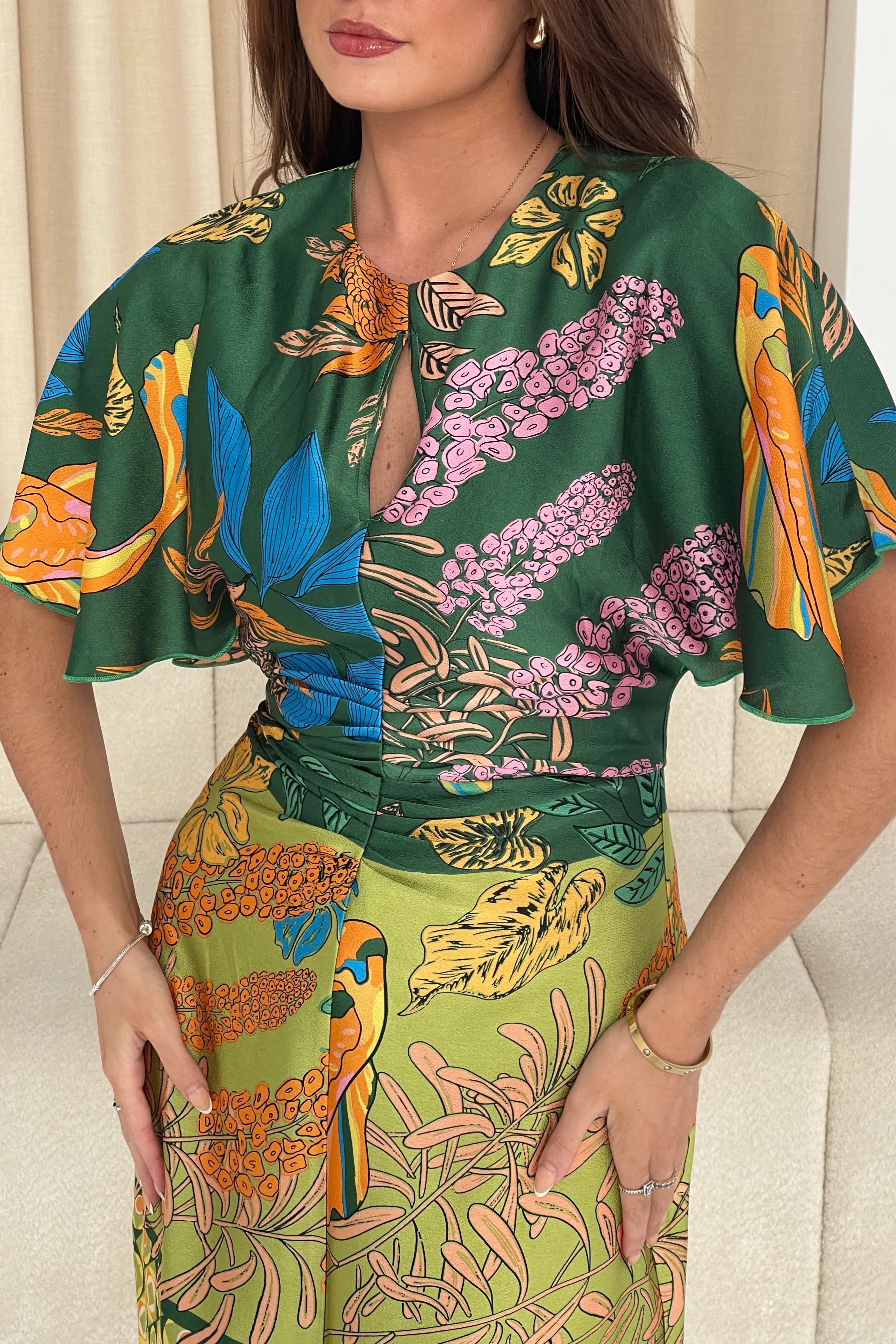 Havanaa Green Multi Midi Dress - Image 2