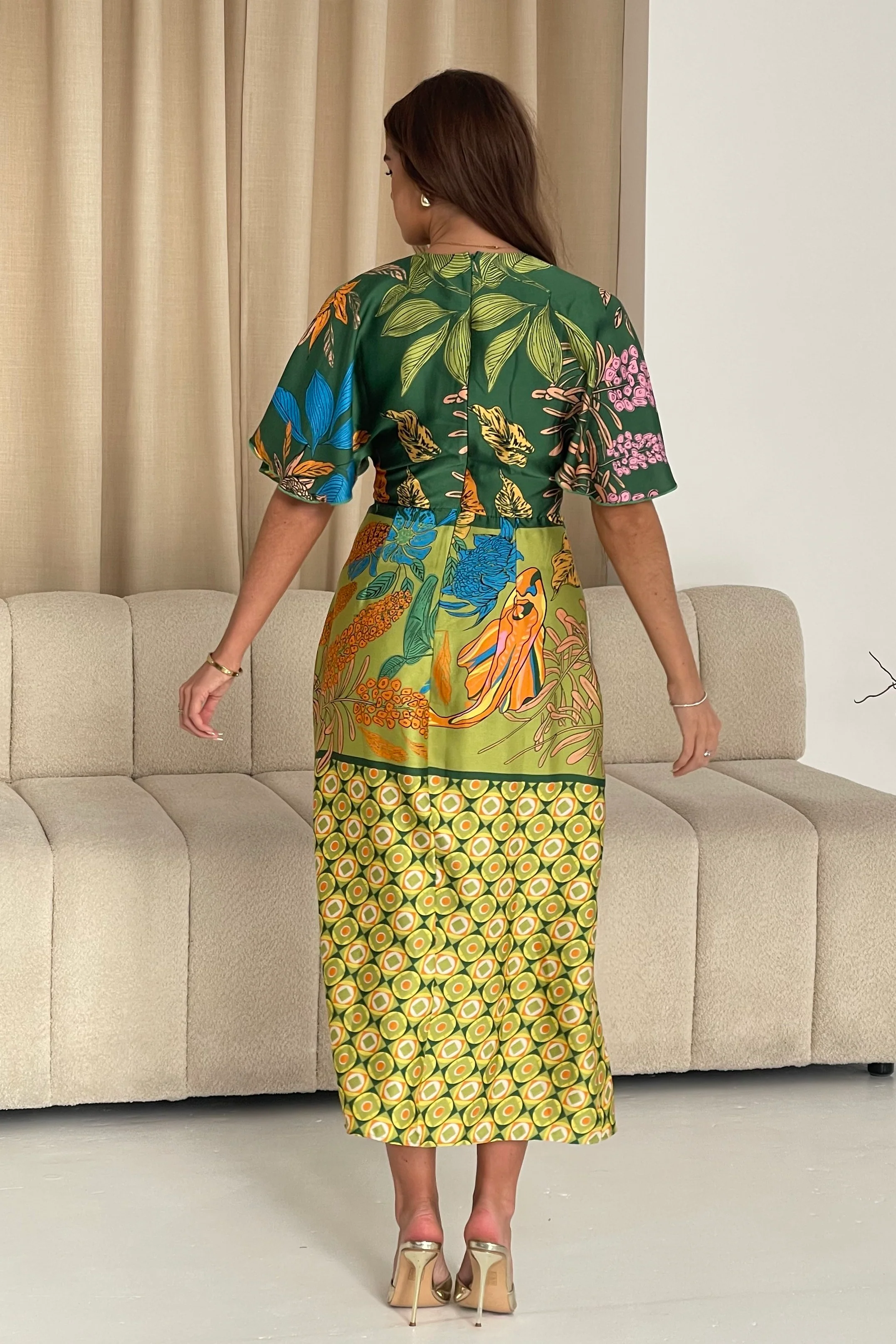 Havanaa Green Multi Midi Dress - Image 5