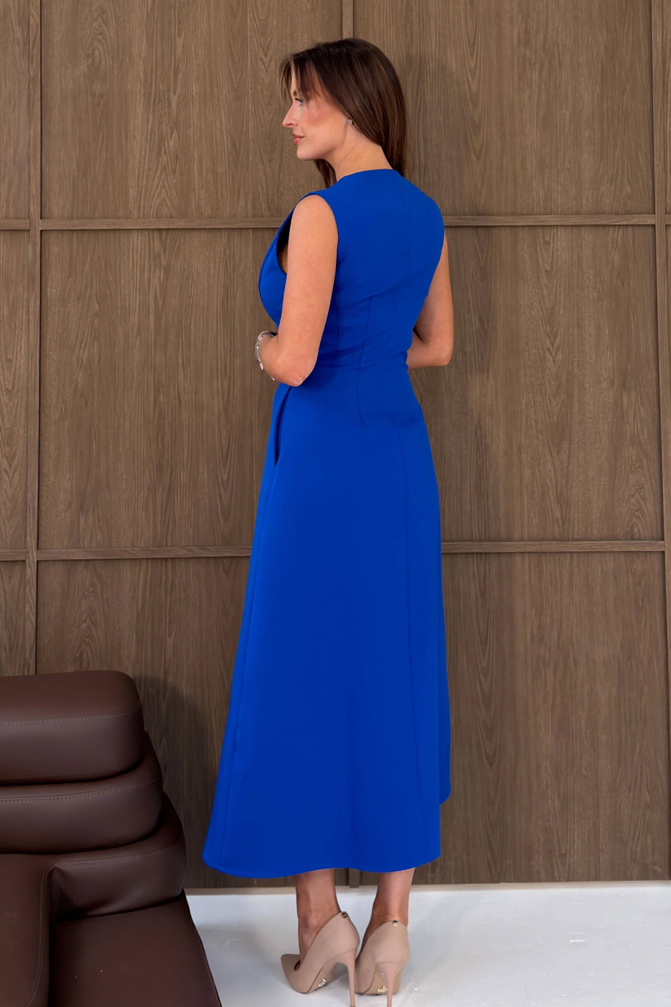Hazel Tailored Sleeveless Midi Dress Cobalt - Image 5