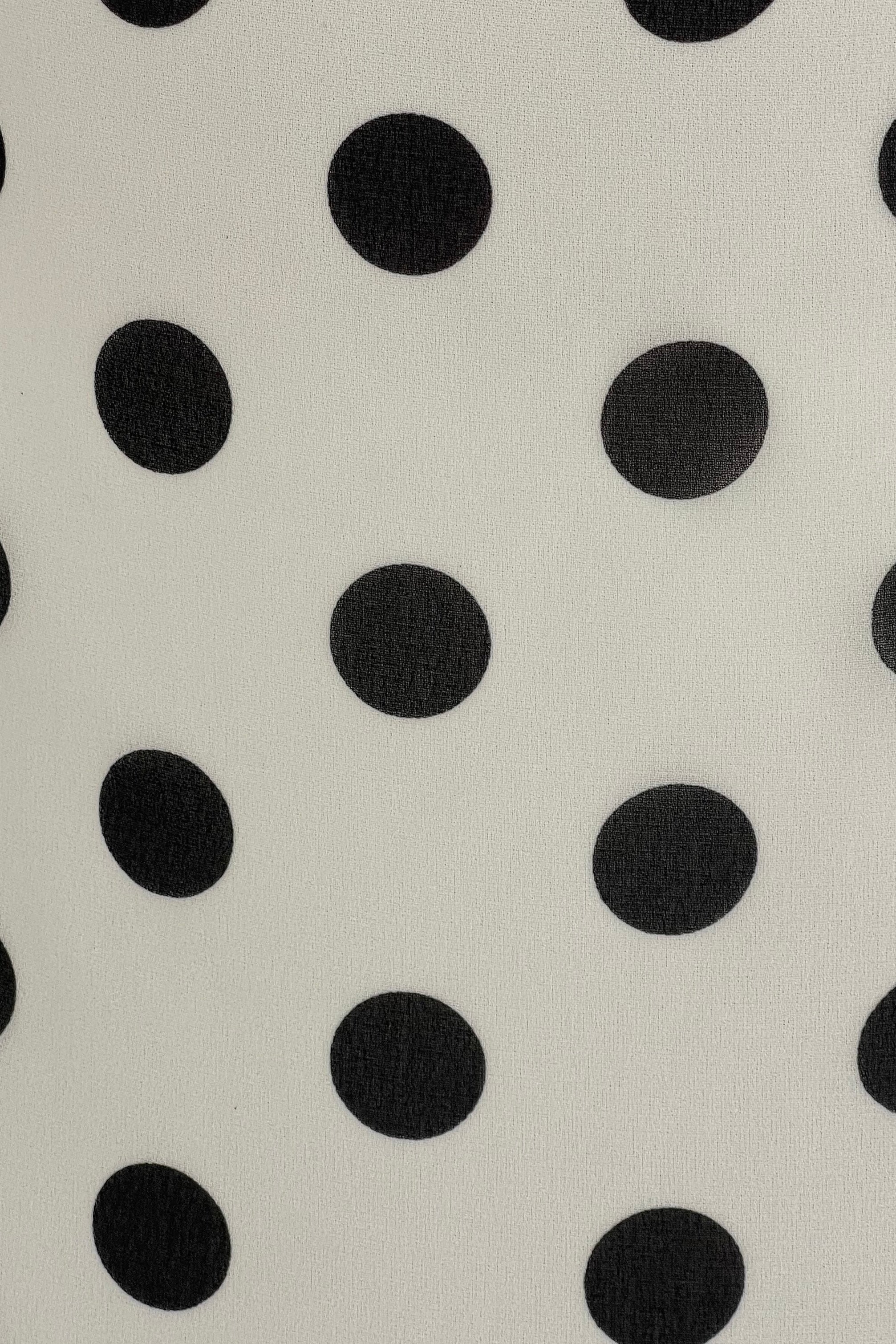 Heidi Black Spot Ruched Midi Dress - Image 3