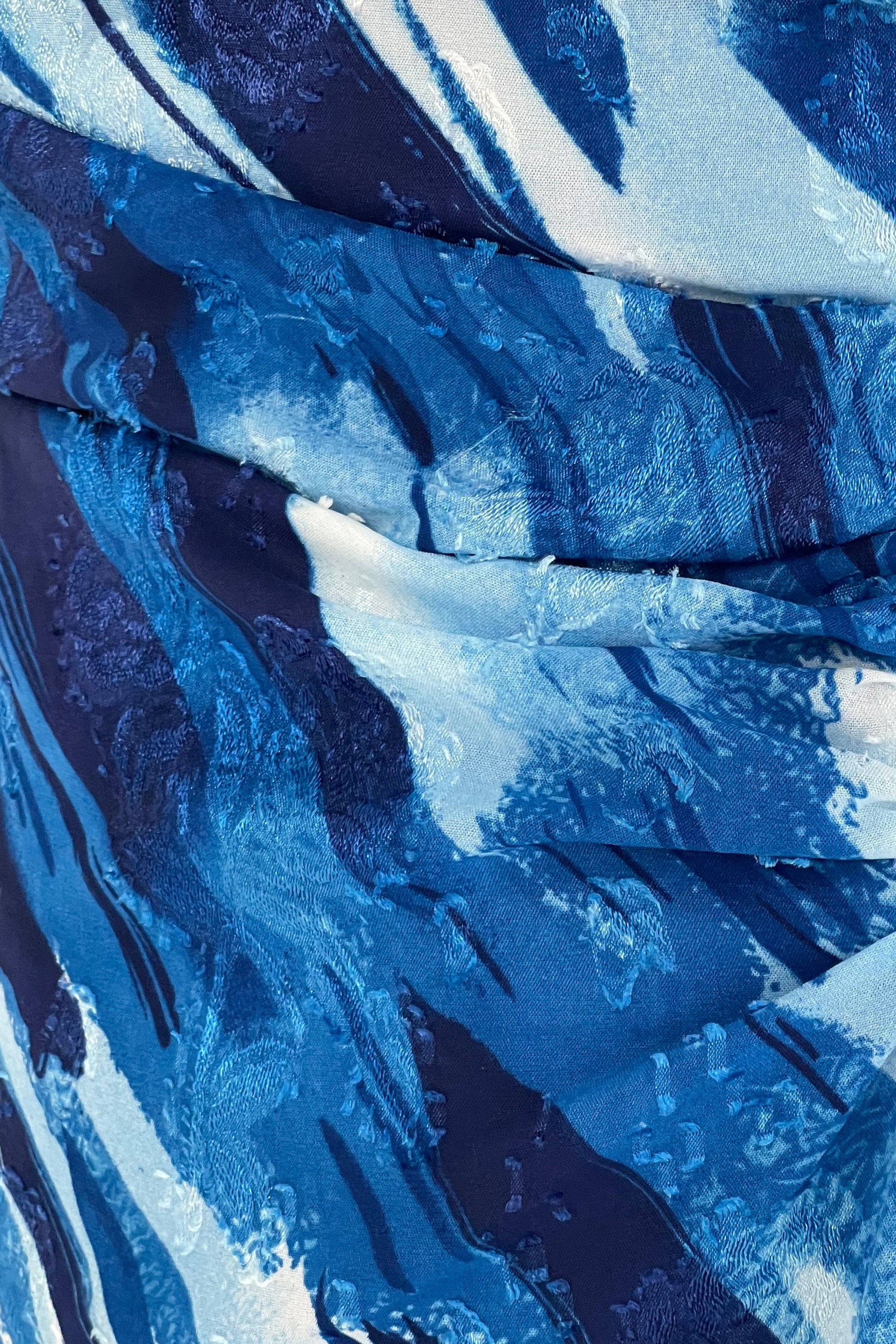 Heidi Blue Abstract Burnout Ruched Midi Dress - Image 3
