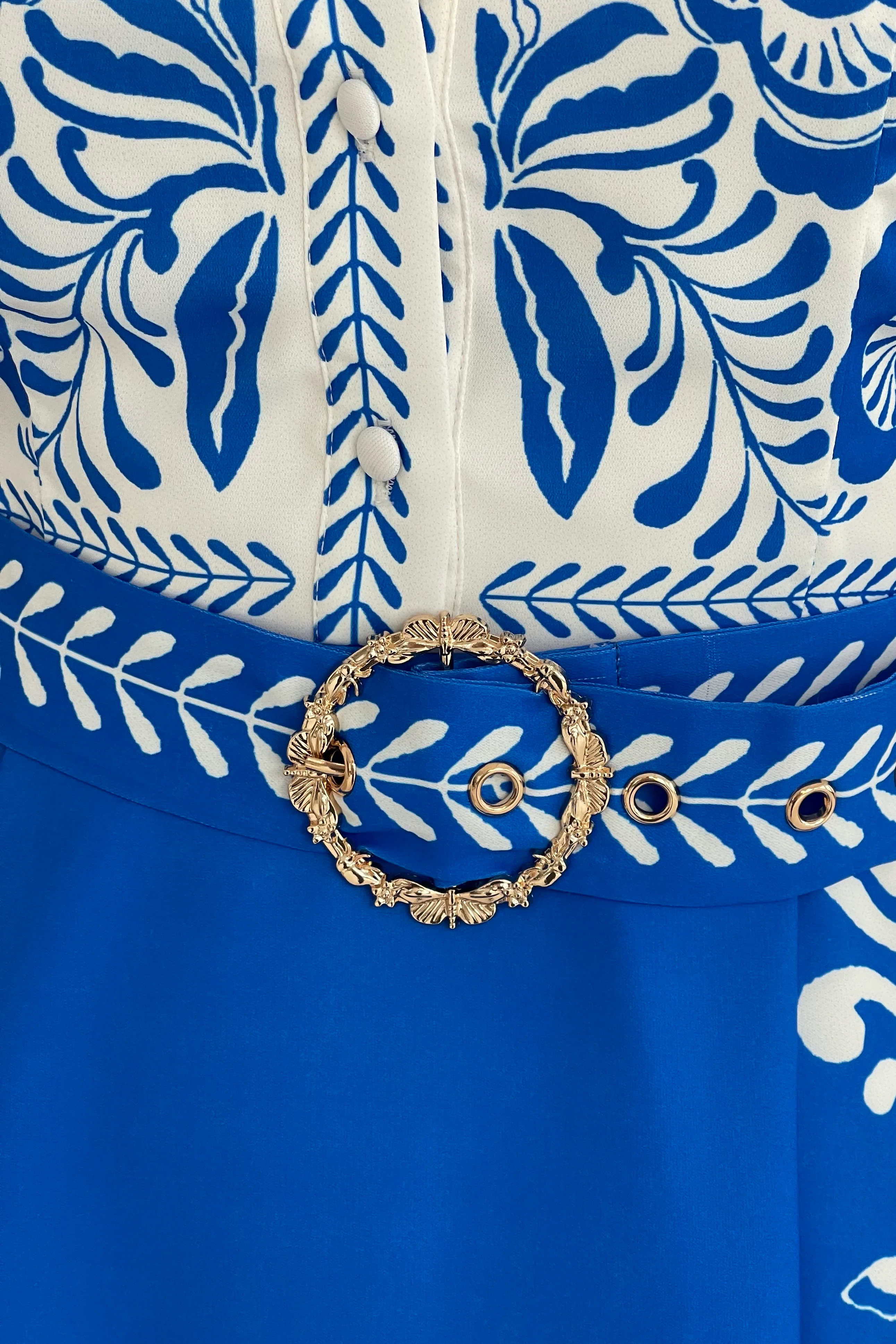 Holland Blue And White Paisley Print Midi Dress - Image 3