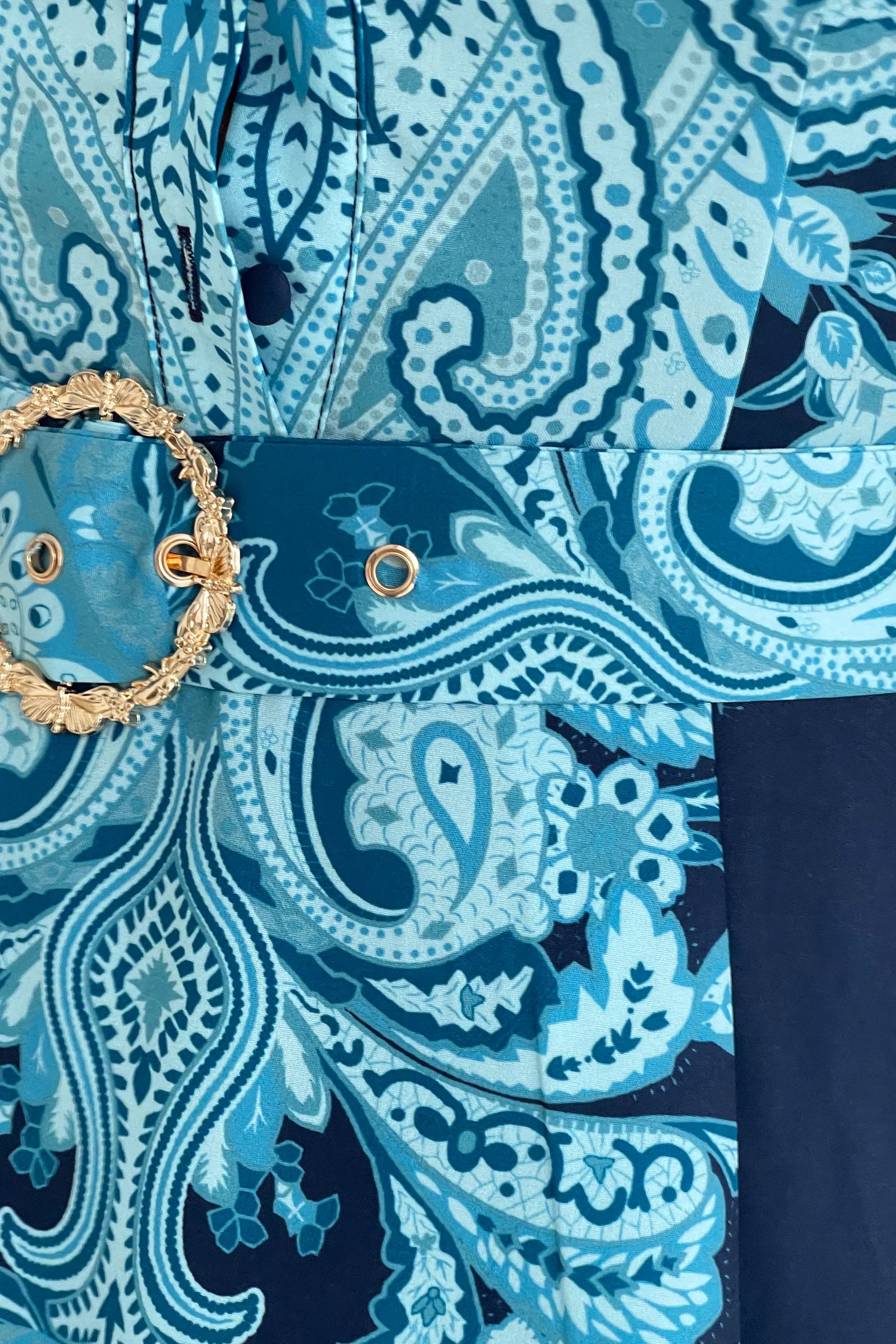 Holland Paisley Print Collar Mini Dress Navy - Image 3