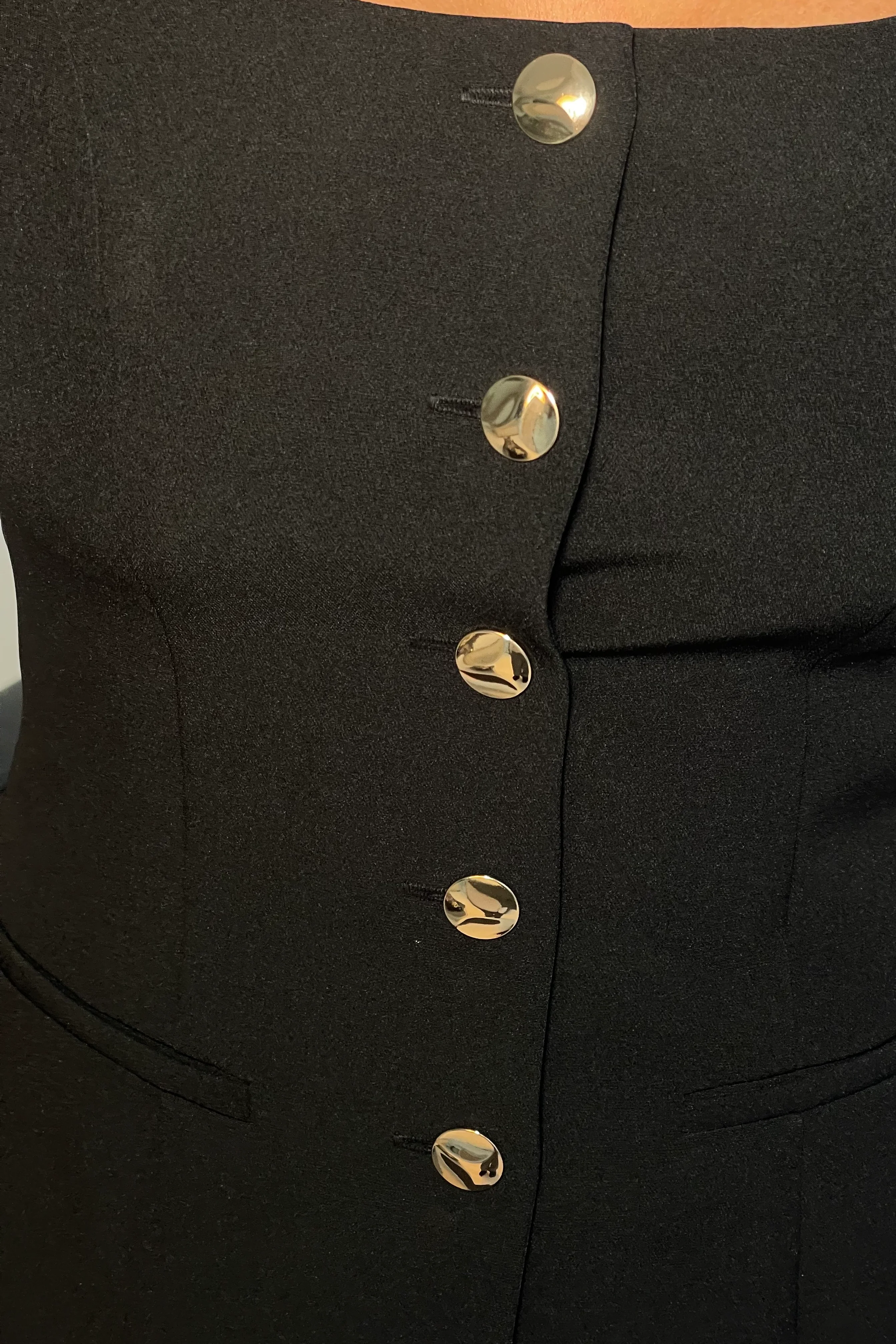 Jamie Square Neckline Waistcoat Black - Image 3