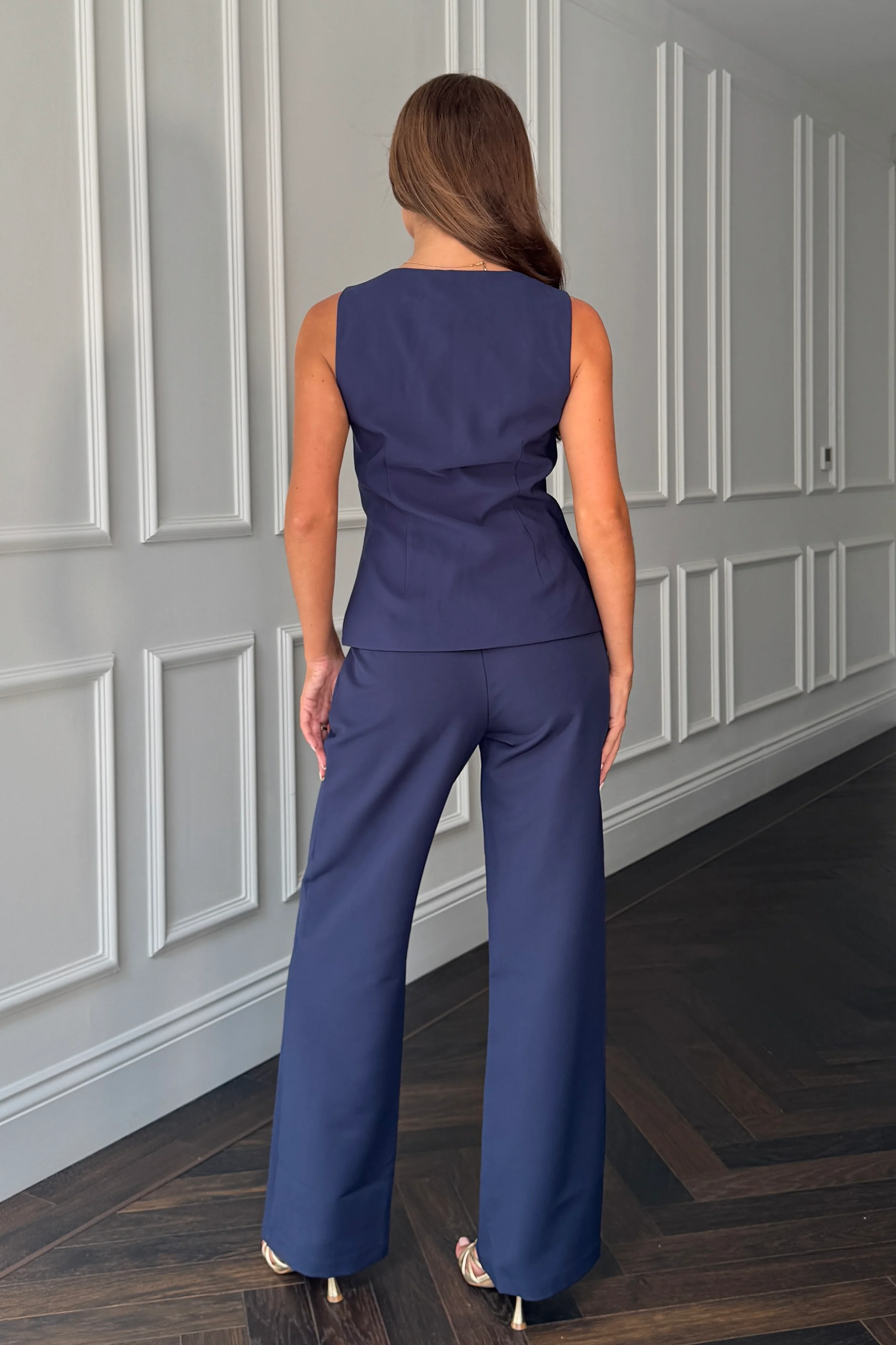 Jamie Square Neckline Waistcoat Navy - Image 5