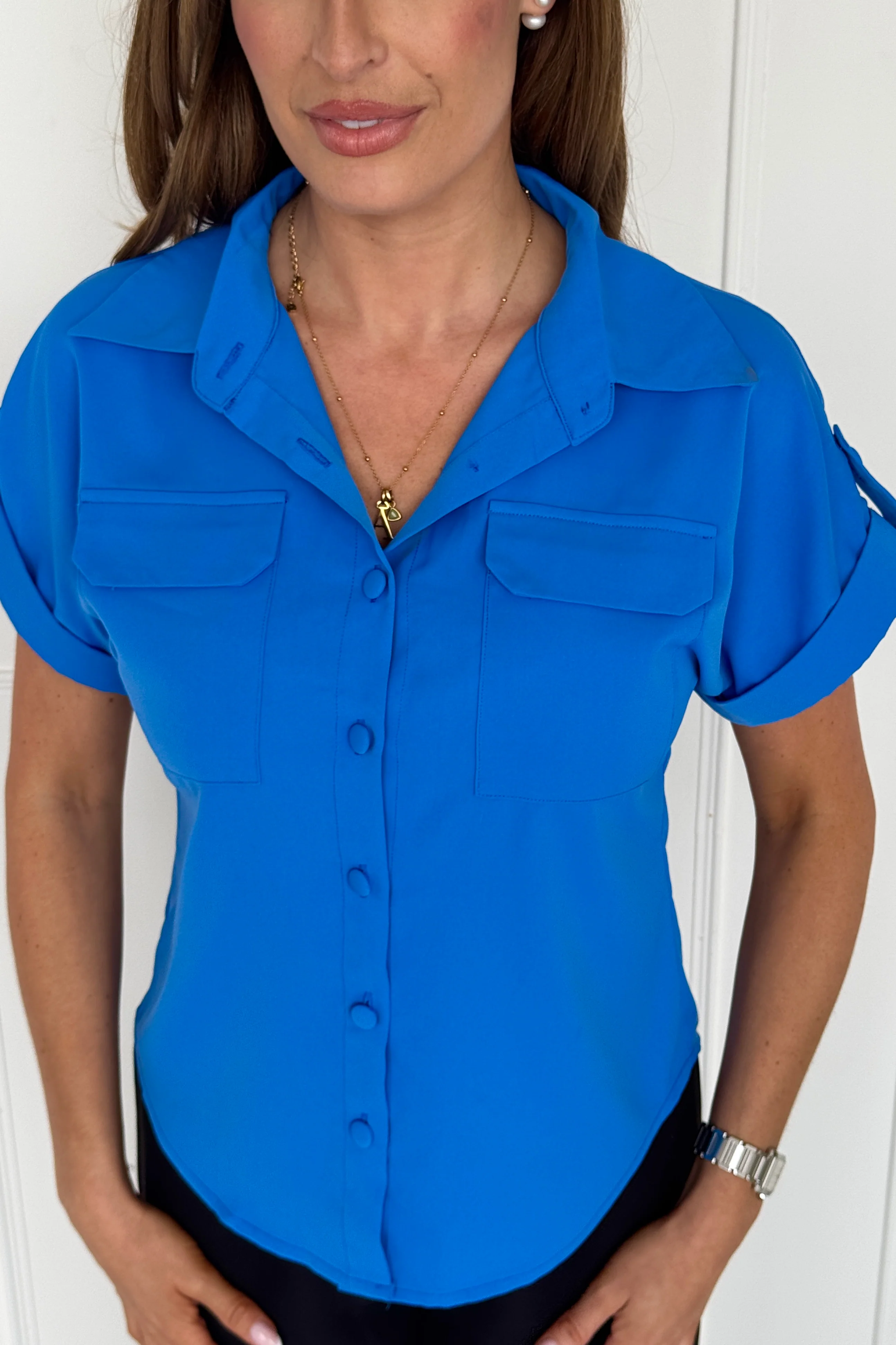 Jane Short Sleeve Shirt Blue - Image 5