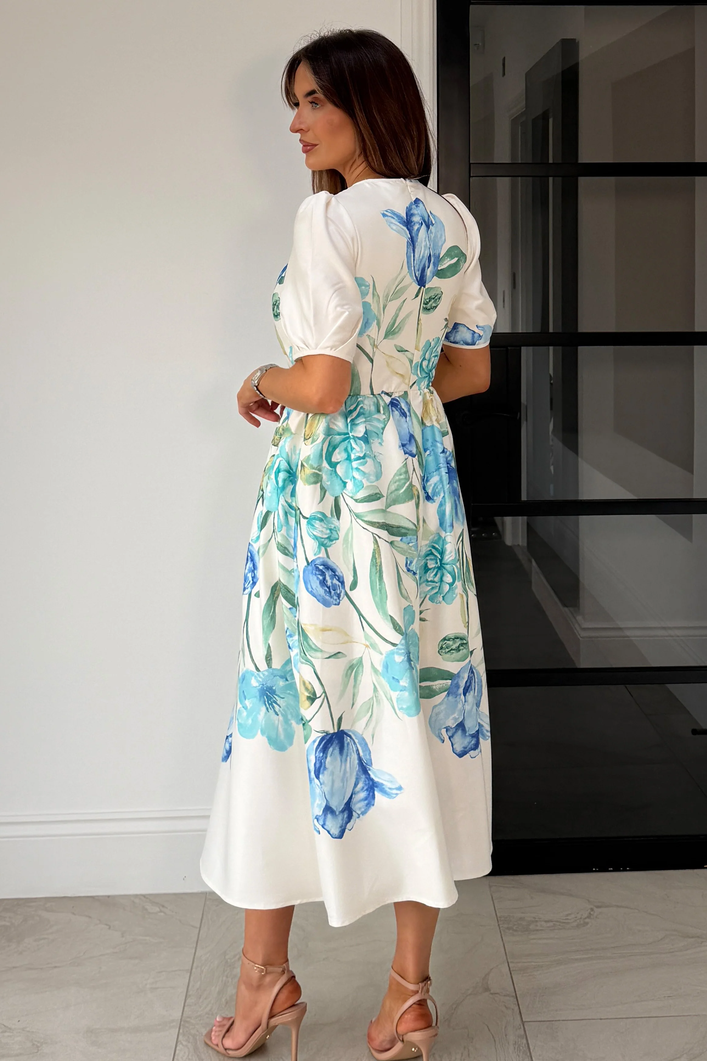 Janet Floral Midi Dress Blue - Image 6