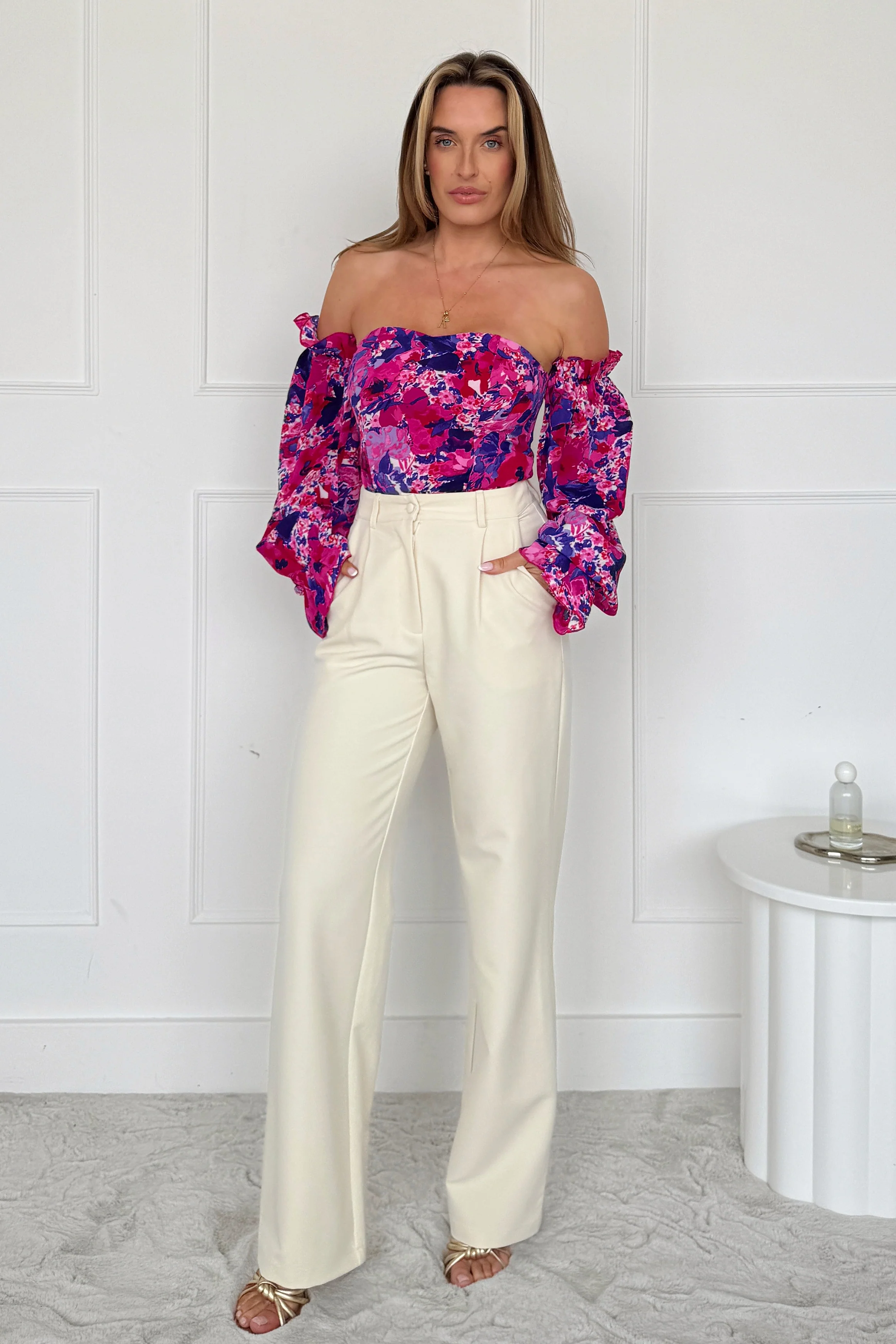 Jayden Off the Shoulder Pink Floral Bodysuit - Image 5