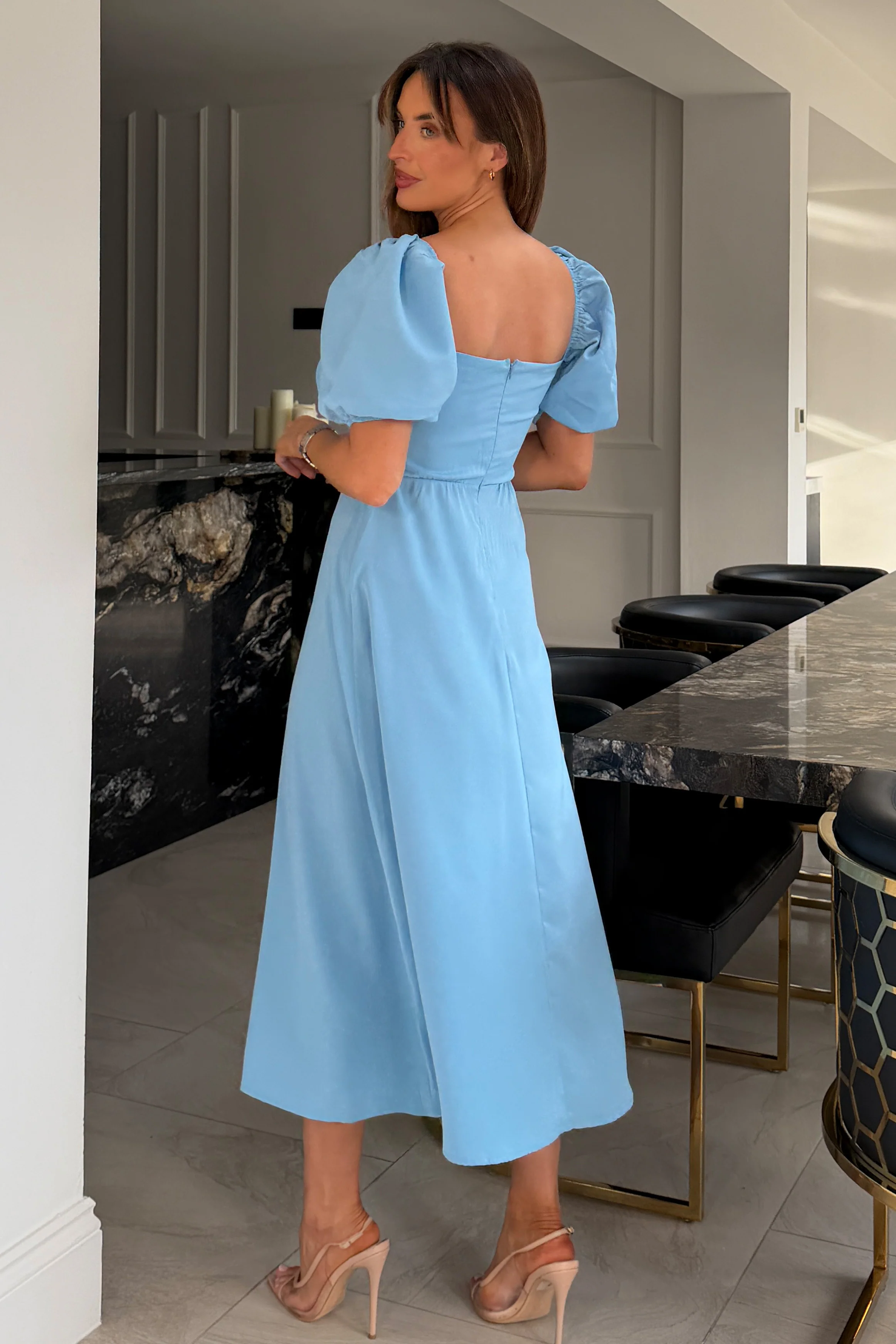 Jemima Square Neck Midi Dress Blue - Image 6