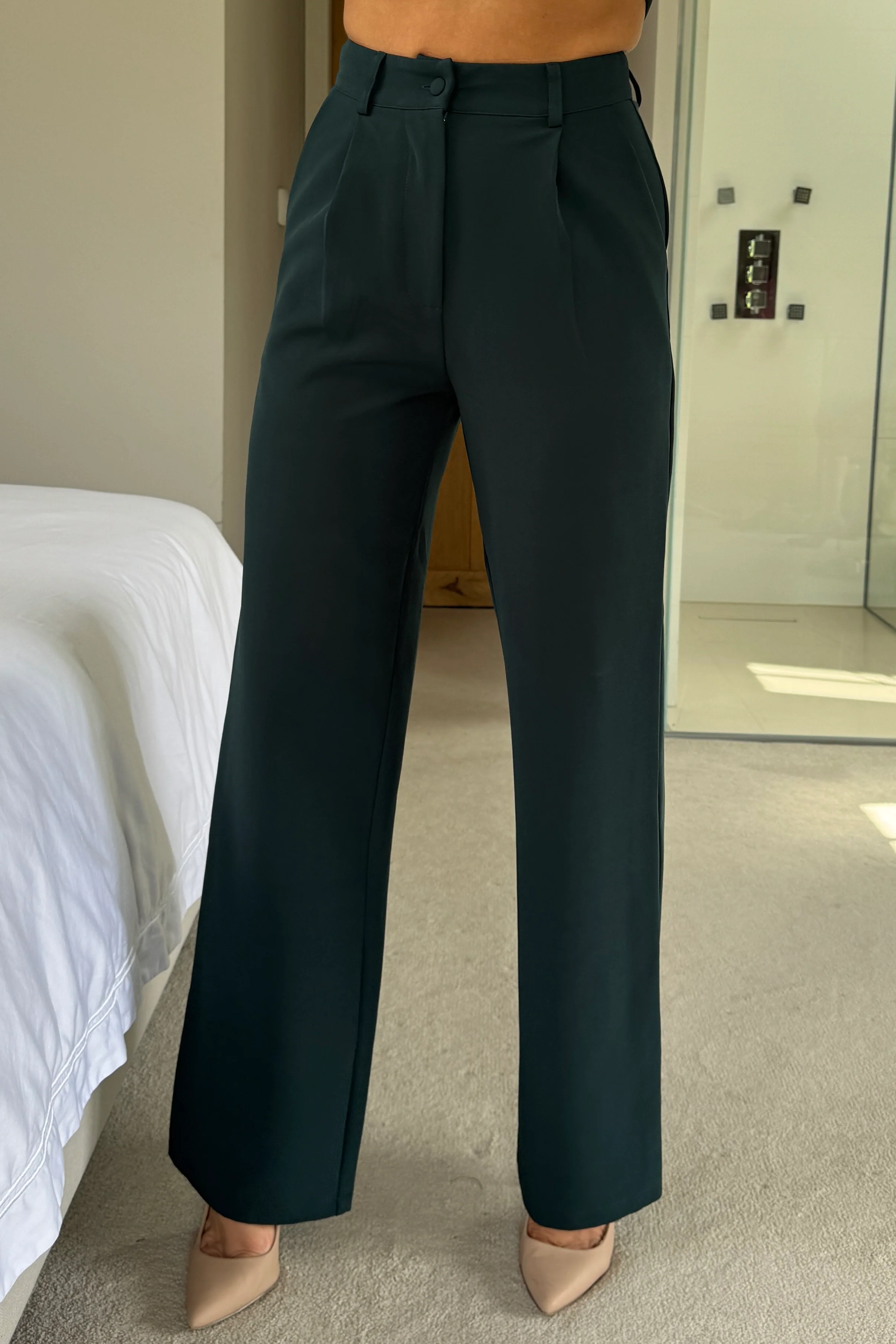 Jo Pleat Detail Tailored Trouser Emerald Green - Image 2