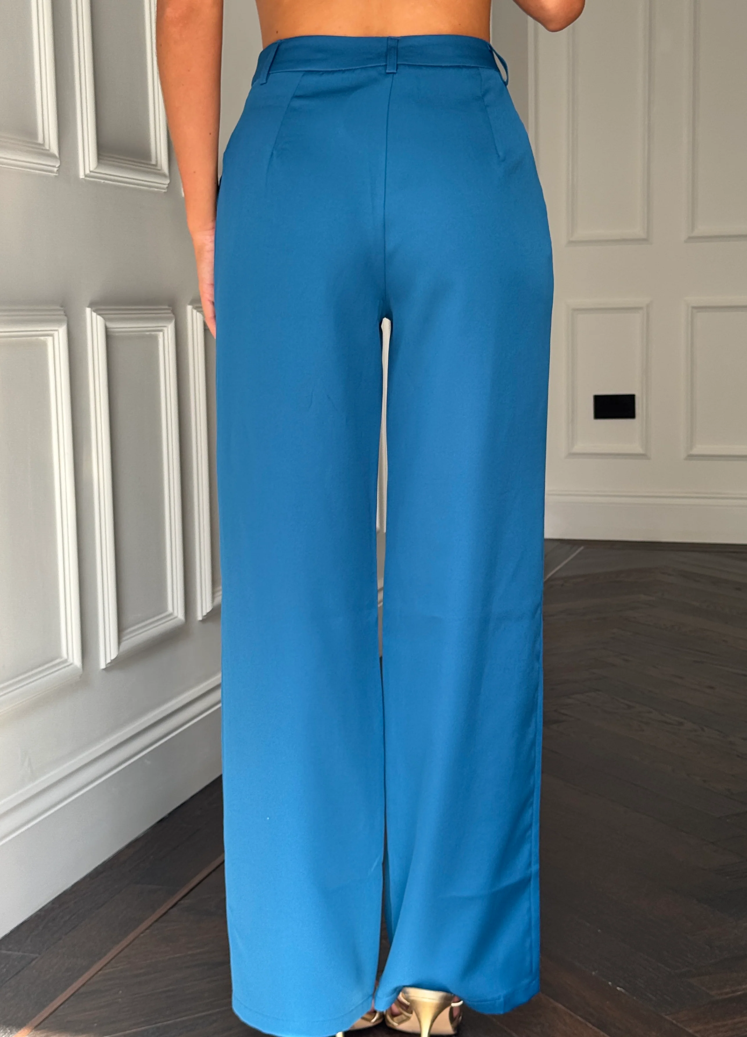 Jo Pleat Detail Tailored Trouser Petrol Blue - Image 4