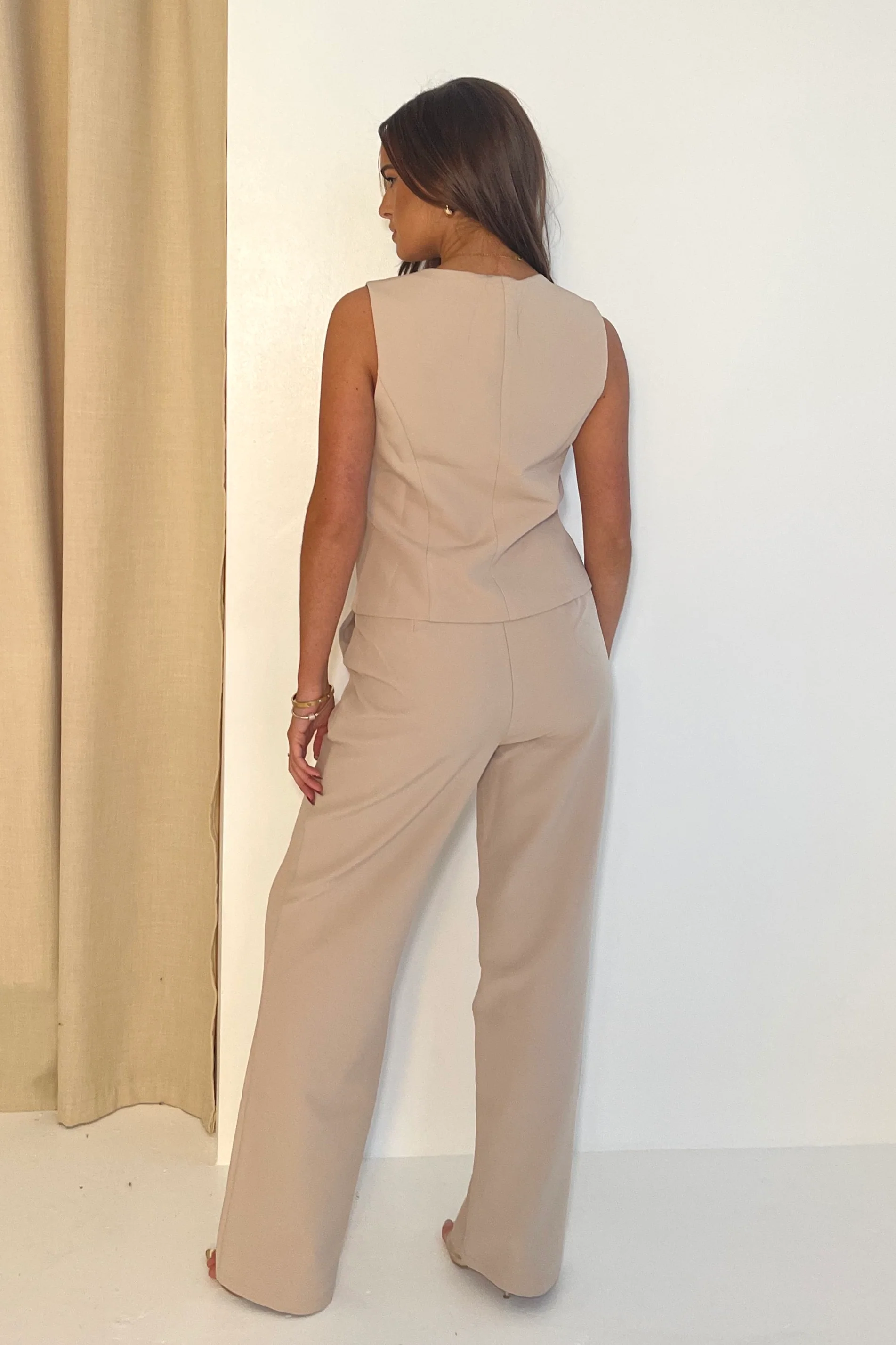 Jo Pleat Detail Tailored Trouser Stone - Image 5