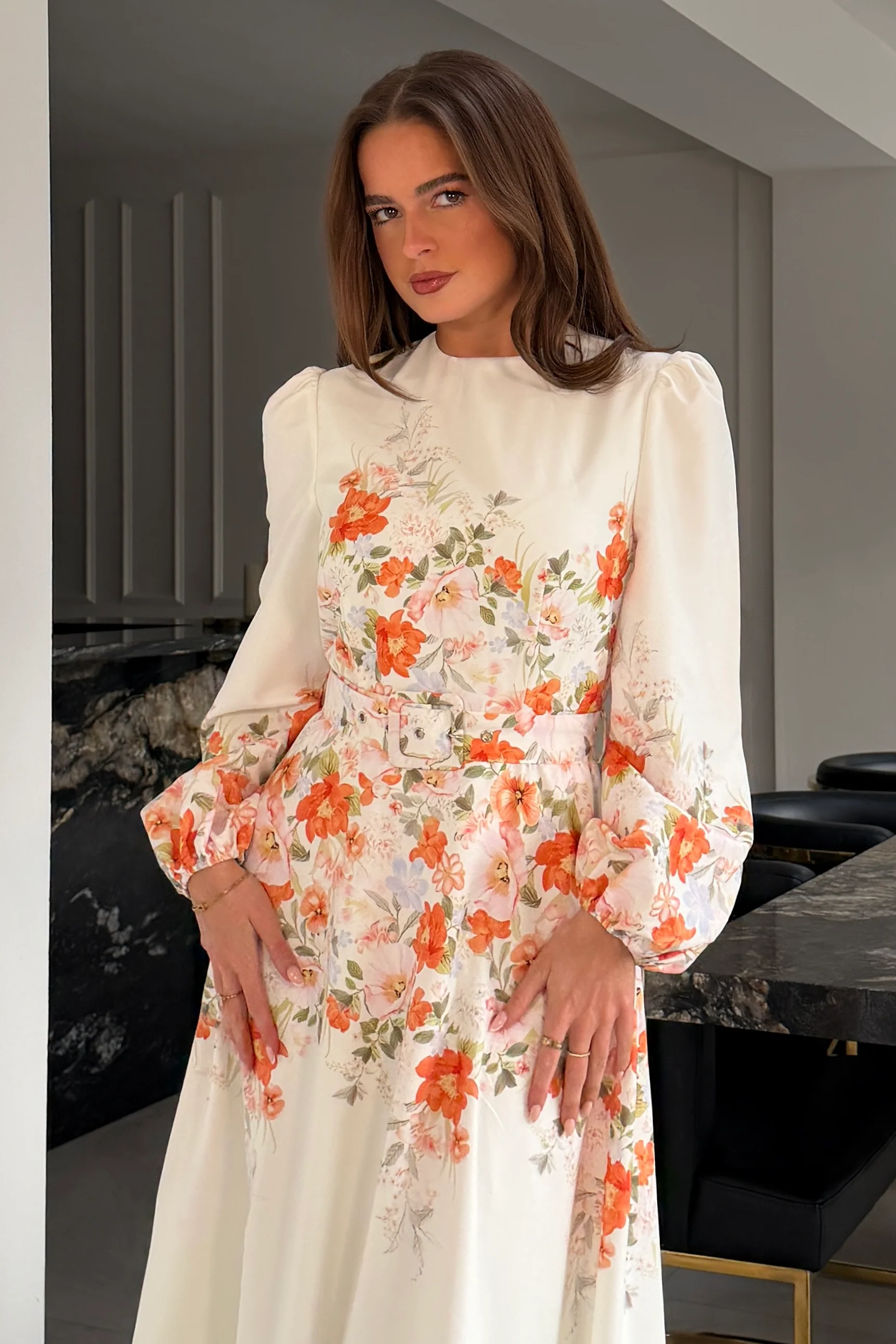 Joelle Floral Long Sleeve Midi Dress - Image 2
