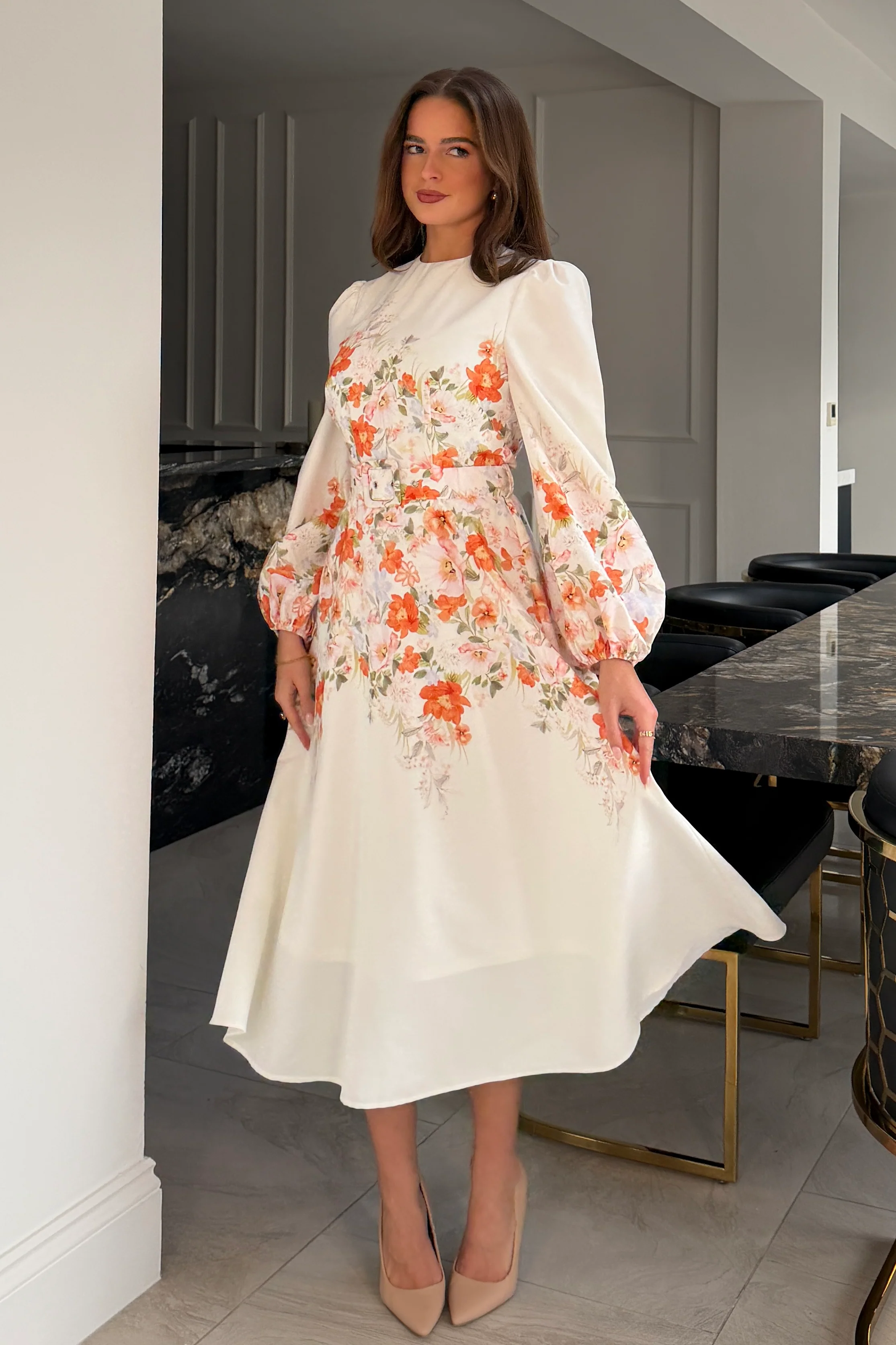 Joelle Floral Long Sleeve Midi Dress - Image 3
