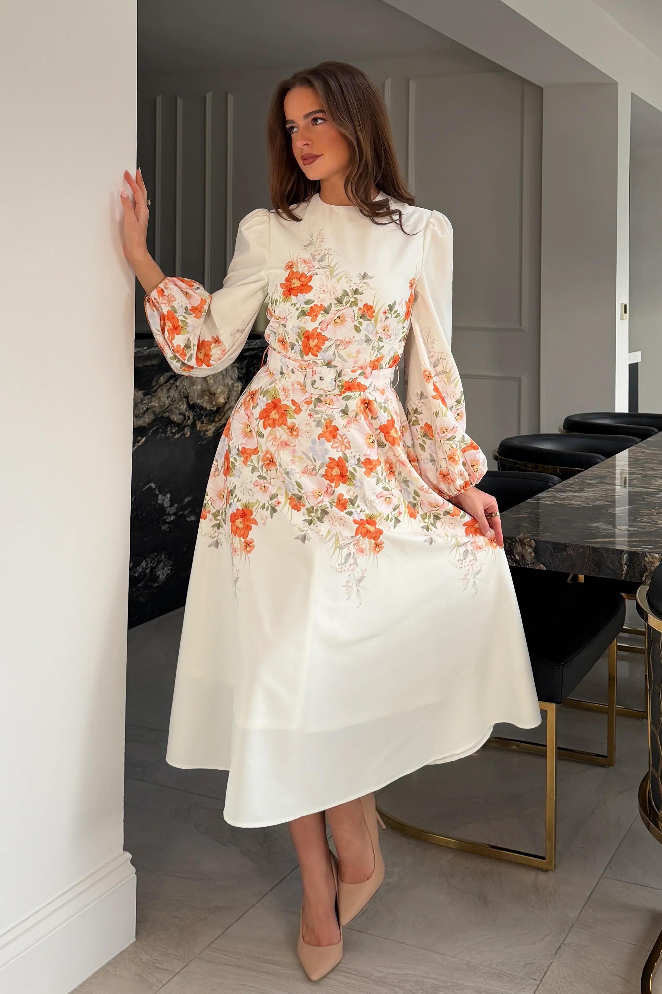 Joelle Floral Long Sleeve Midi Dress - Image 4