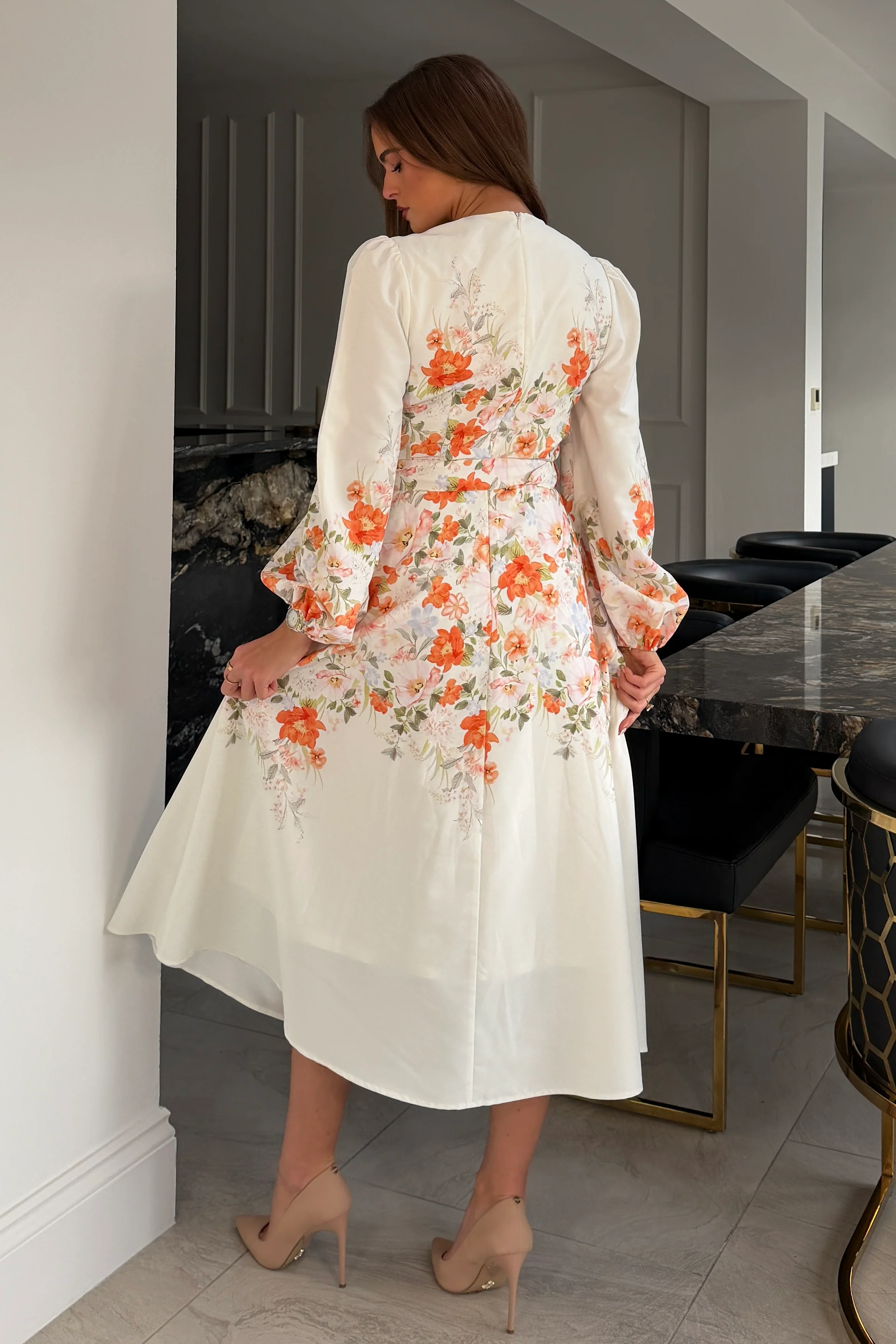 Joelle Floral Long Sleeve Midi Dress - Image 6