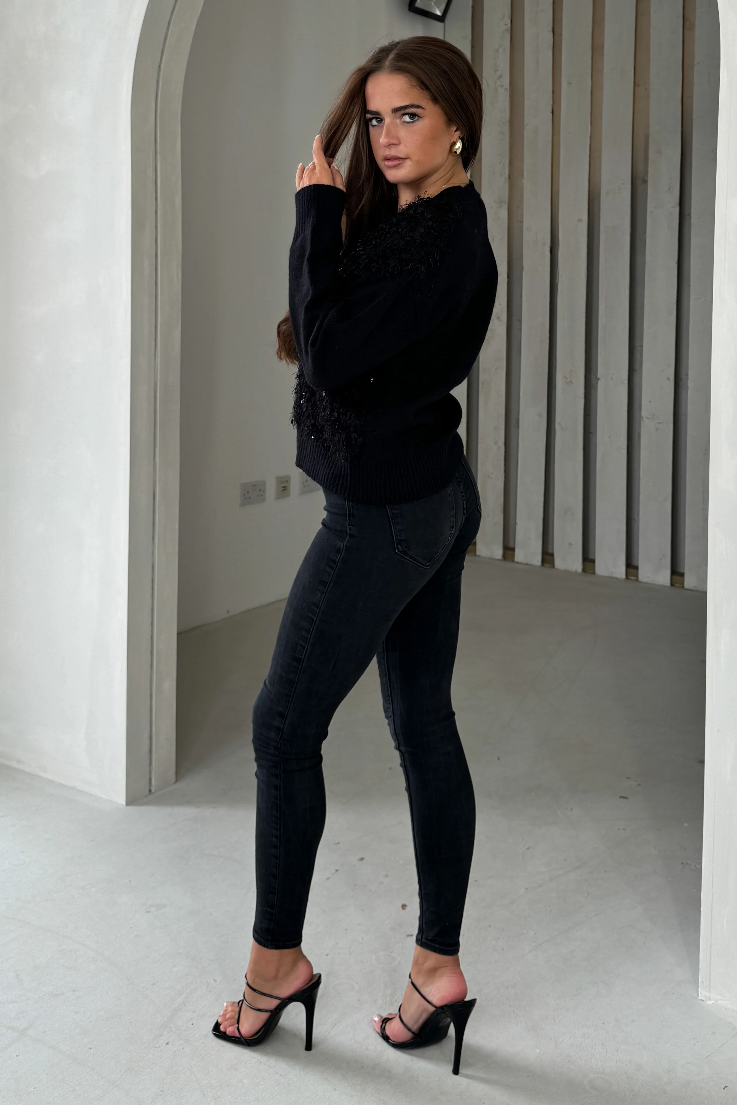 Josie Black Knit Textured Cardigan - Image 5