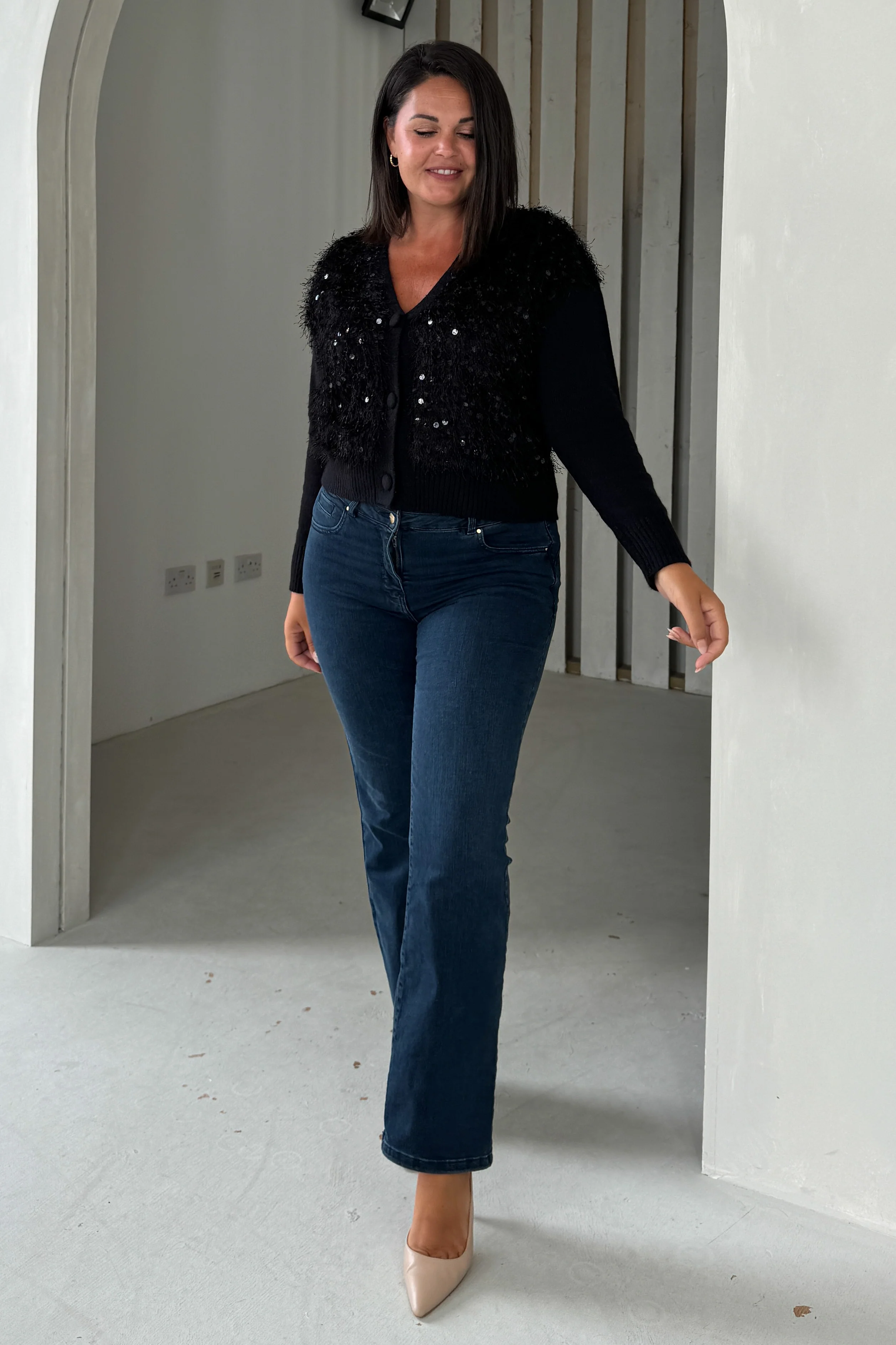 Josie Black Knit Textured Cardigan - Image 6