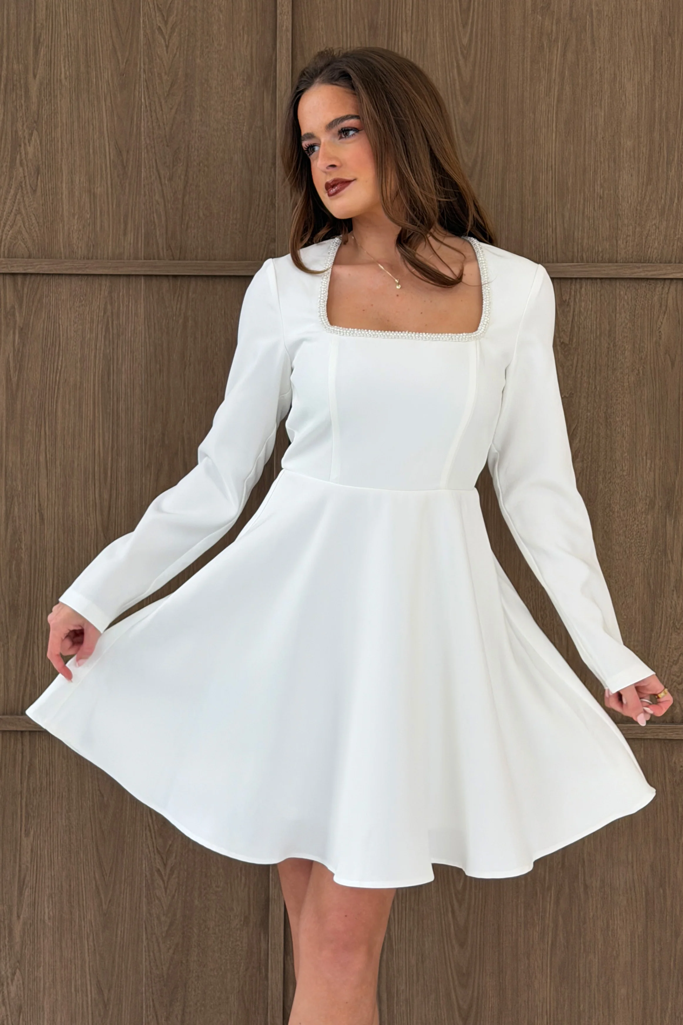 Kathryn Square Neck Mini Dress White - Image 2