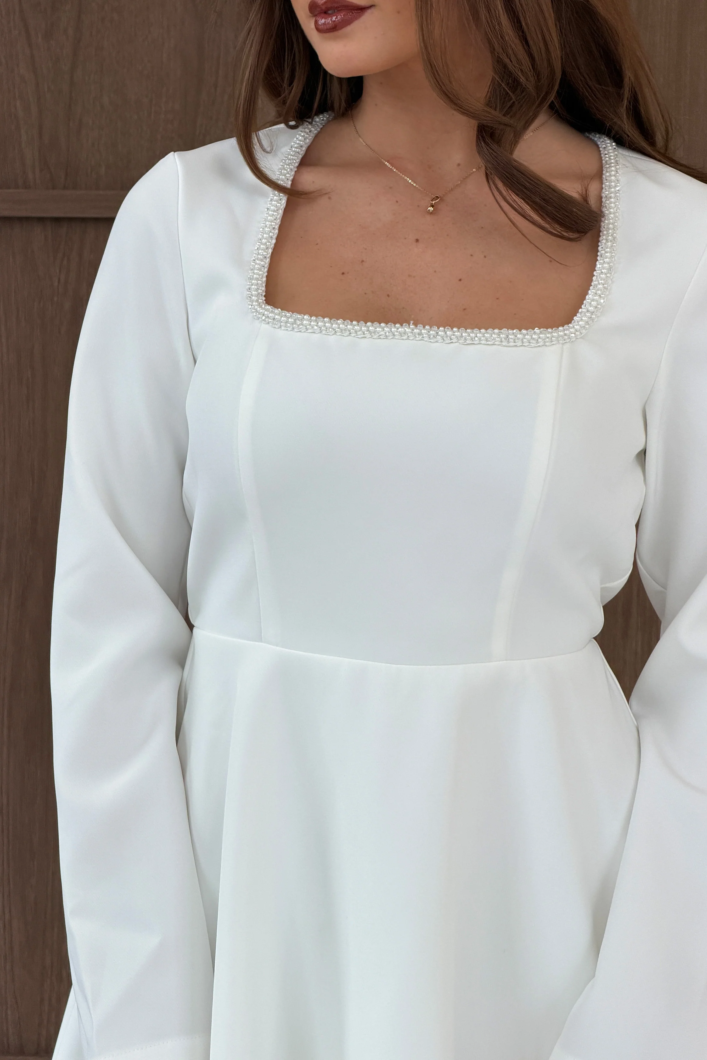 Kathryn Square Neck Mini Dress White - Image 4