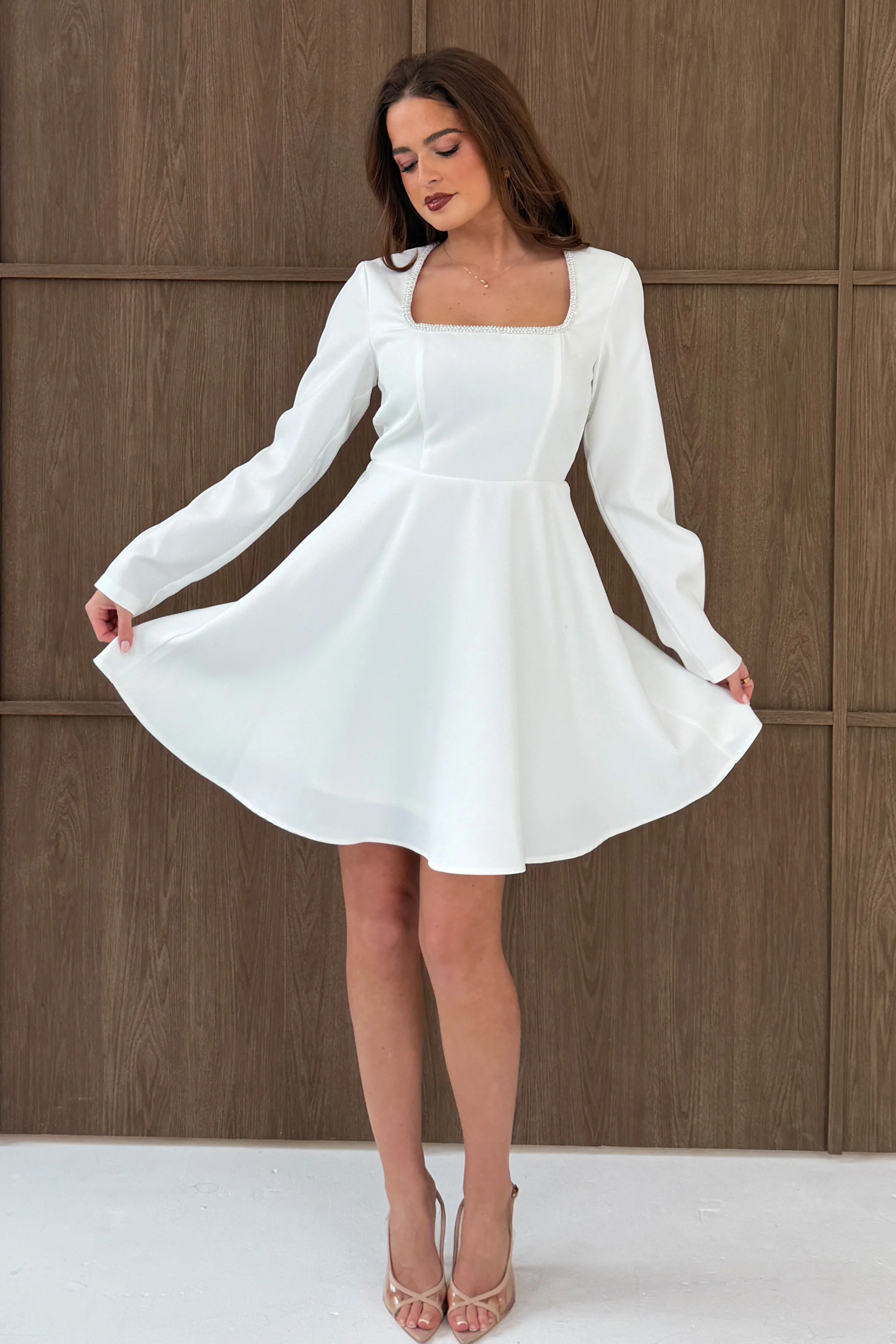 Kathryn Square Neck Mini Dress White - Image 5