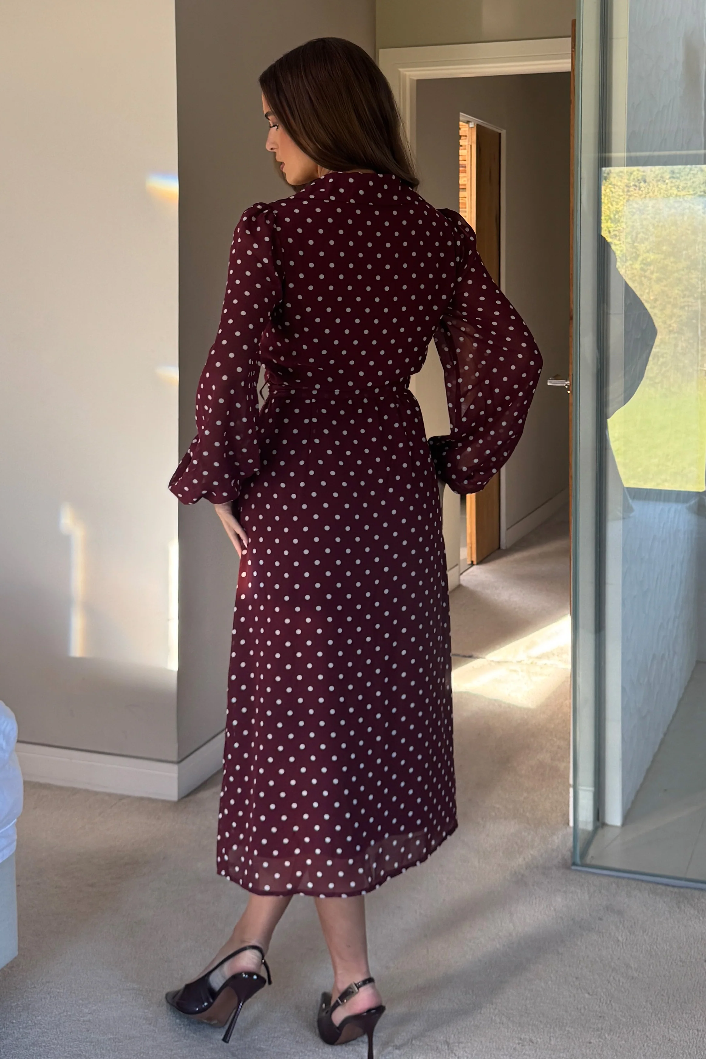 Kaya Berry Spot Print Midi Shirt Dress - Image 6