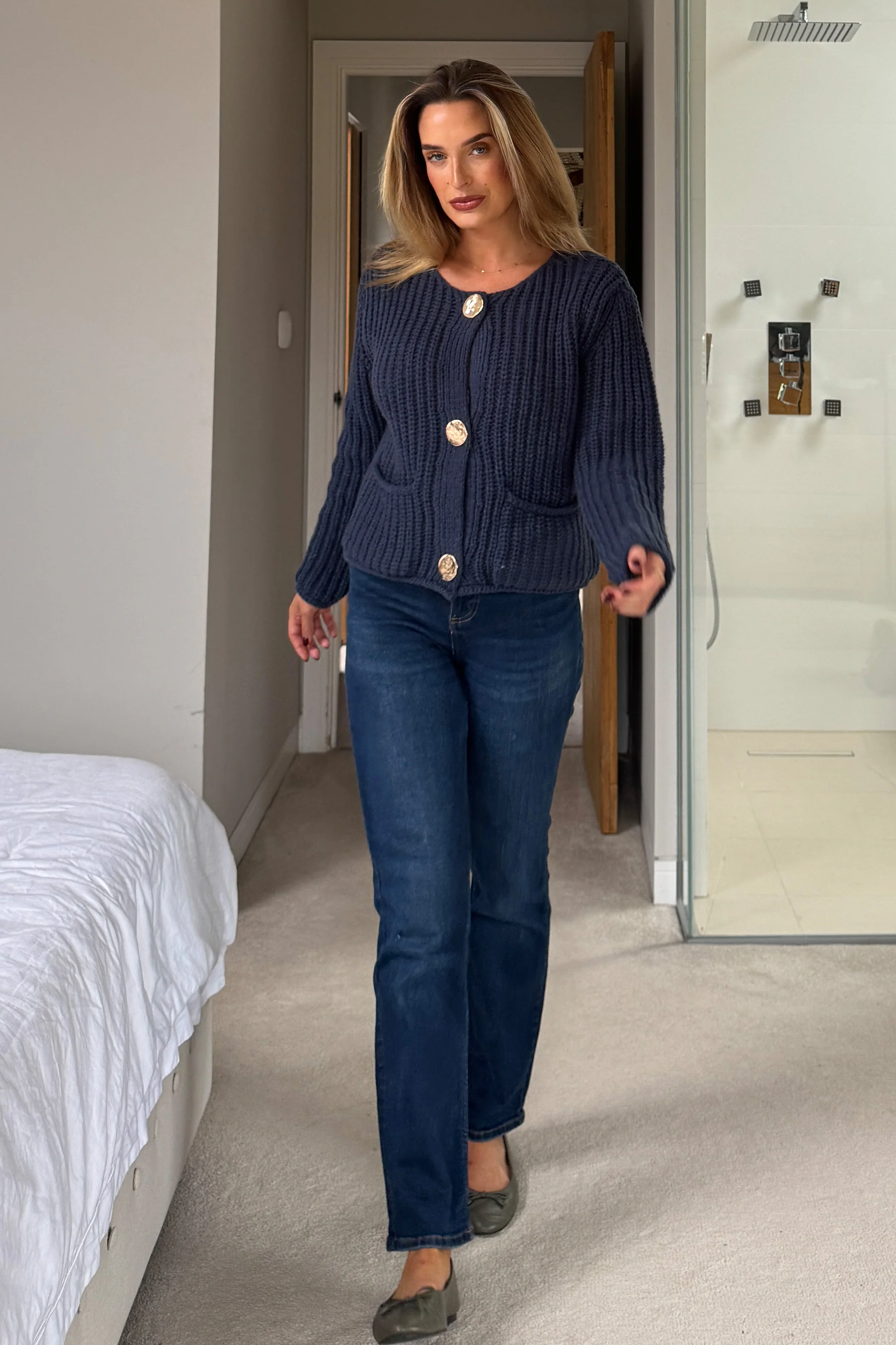 Kelbie Chunky Knit Cardigan Navy - Image 7