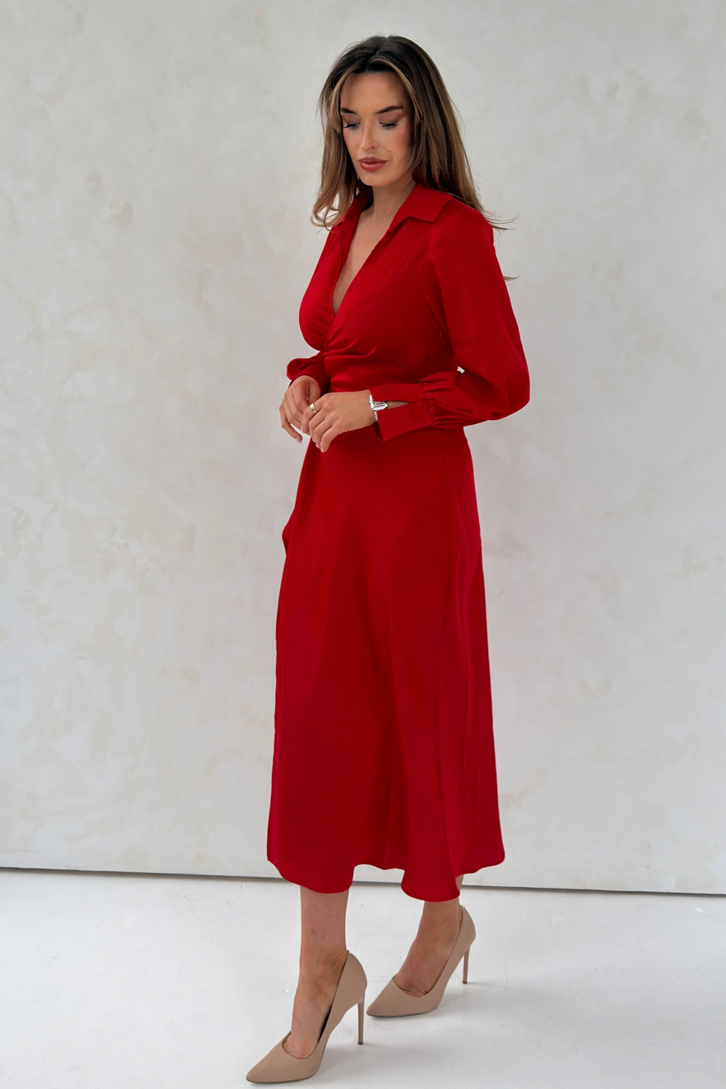 Kelly Wrap Over Maxi Dress Red - Image 3